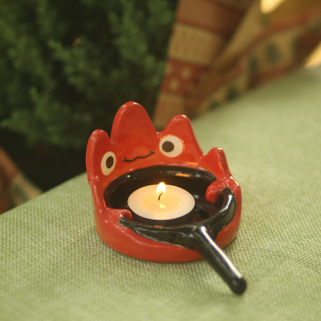[Pre-order] Fire Demon Handmade Ceramic Candle Holder, Handbuilt Pottery, Cute Gift For Anime Fan, Unique Birthday Gift, Adorable Valentine Gift | Totto Pottery