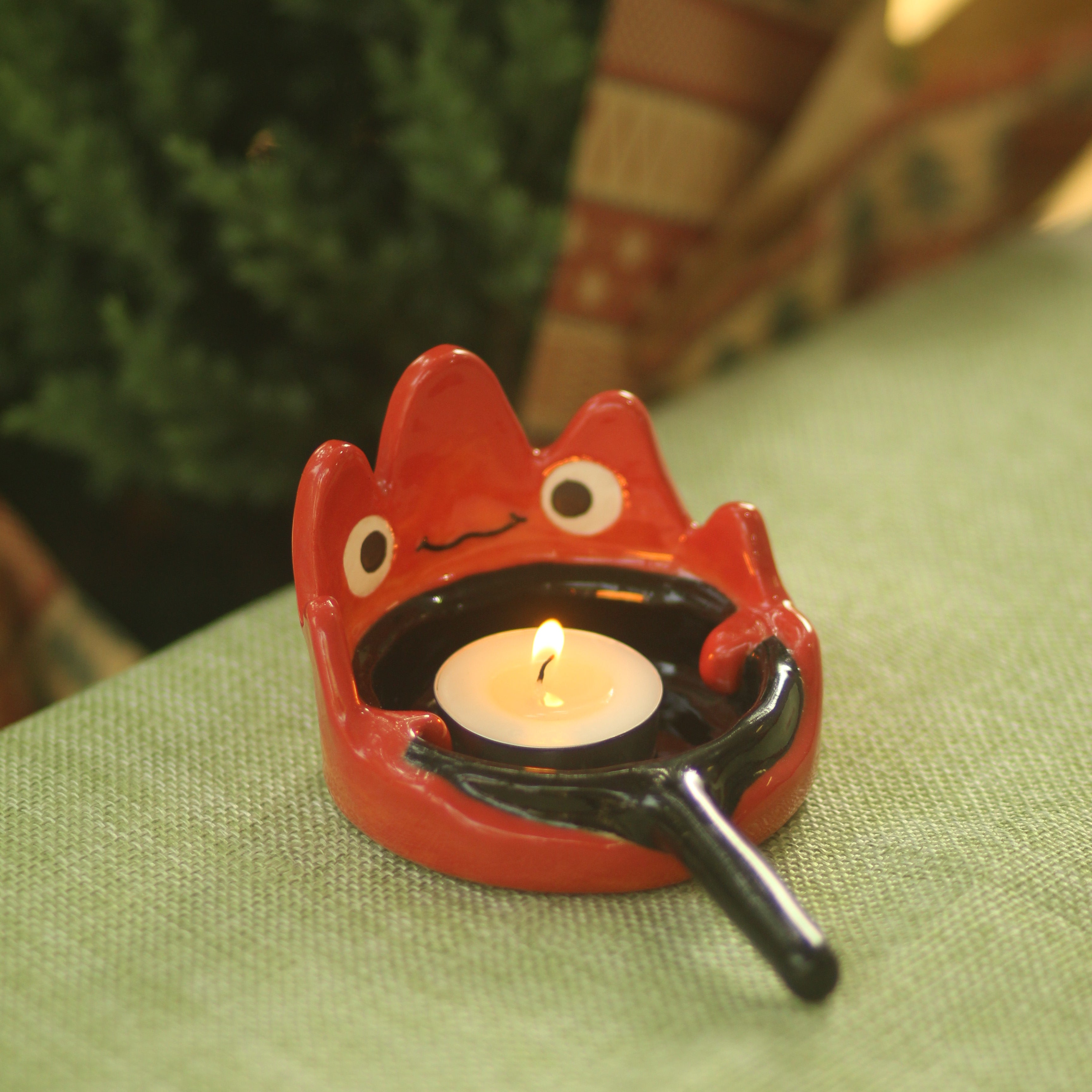 [Pre-order] Fire Demon Handmade Ceramic Candle Holder, Handbuilt Pottery, Cute Gift For Anime Fan, Unique Birthday Gift, Adorable Valentine Gift | Totto Pottery
