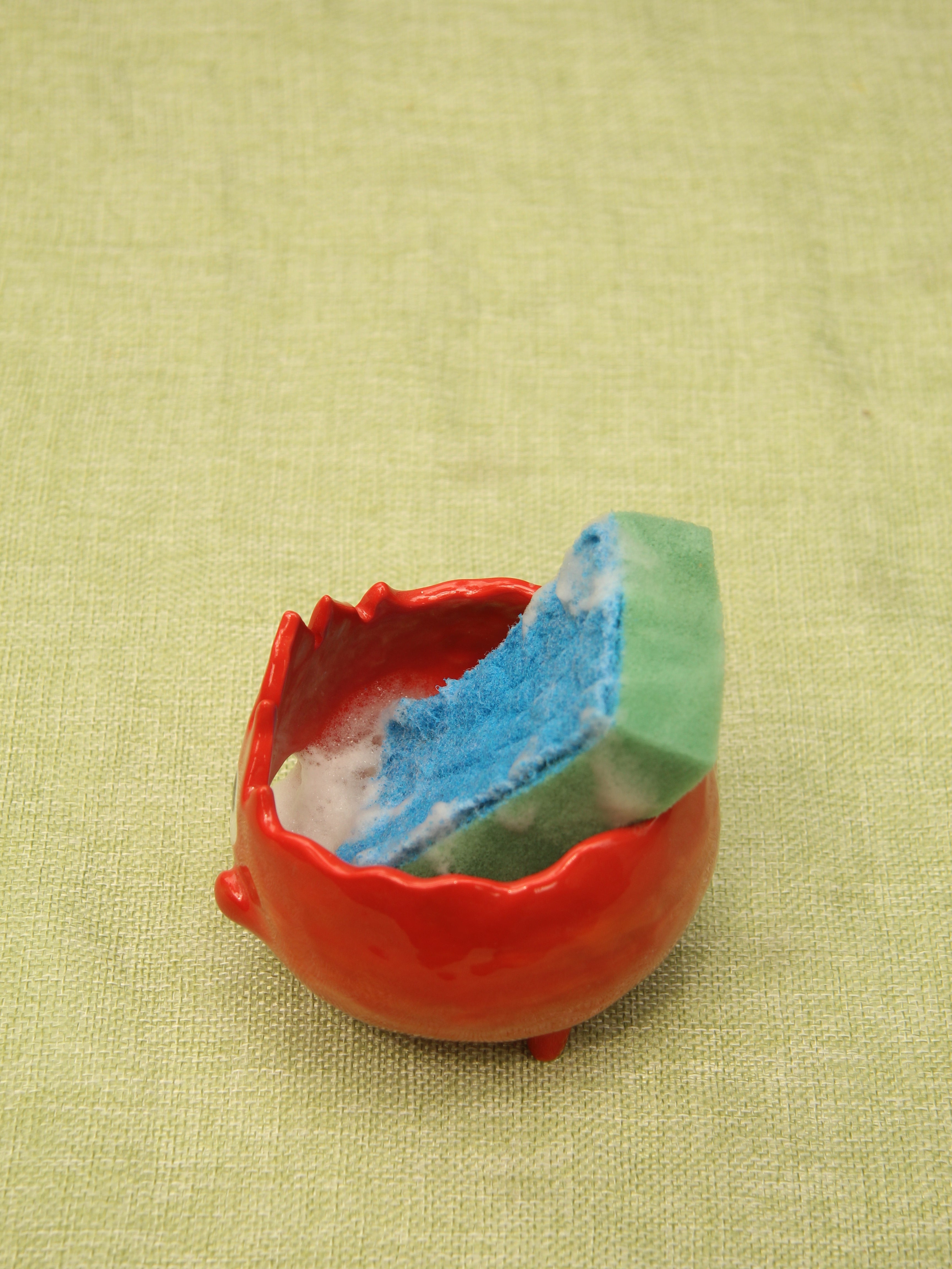 [Pre-order] Fire Demon Handmade Ceramic Sponge Holder, Handbuilt Pottery, Cute Gift For Anime Fan, Unique Birthday Gift, Adorable Valentine Gift | Totto Pottery