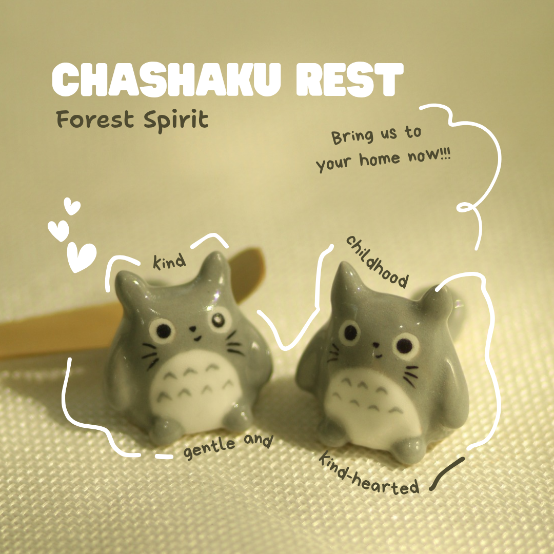 [Pre-order] Forest Spirit Handmade Ceramic Chashaku Rest, Handbuilt Pottery, Cute Gift For Anime Fan, Unique Birthday Gift, Adorable Valentine Gift | Totto Pottery