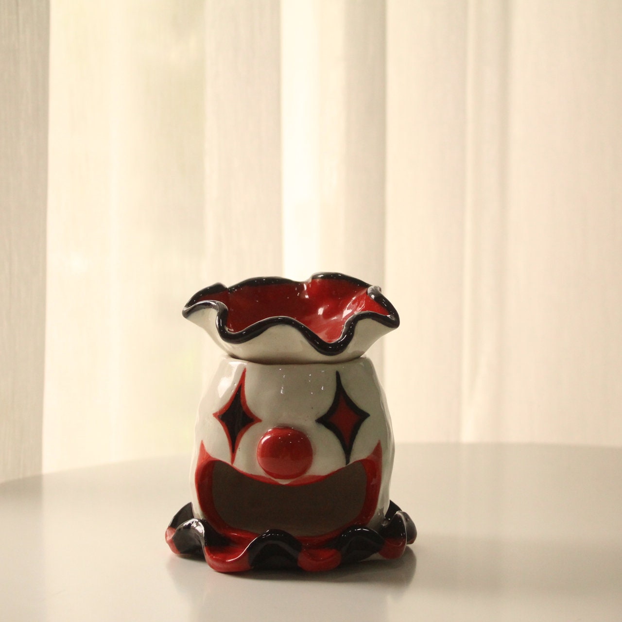 [Pre-order] Clown Handmade Ceramic Wax Melts, Oil Burner, Handbuilt Pottery, Cute Gift For Anime Fan, Unique Birthday Gift, Adorable Valentine Gift | Totto Pottery