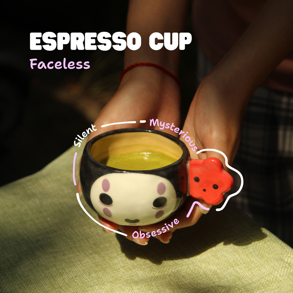 [Pre-order] Faceless Handmade Ceramic Espresso Cup, Handbuilt Pottery, Cute Gift For Anime Fan, Unique Birthday Gift, Adorable Valentine Gift | Totto Pottery