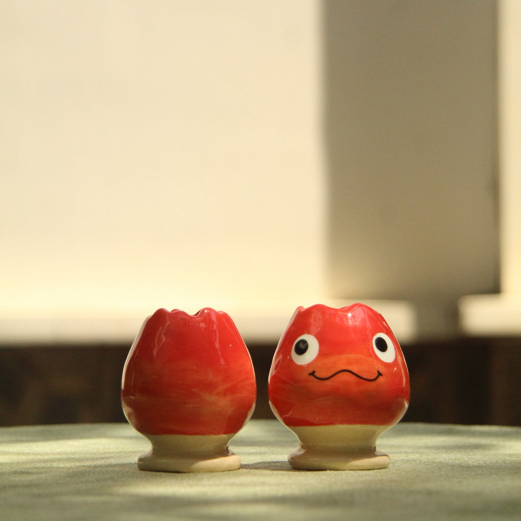 [Pre-order] Fire Demon Handmade Ceramic Chasen Holder, Handbuilt Pottery, Cute Gift For Anime Fan, Unique Birthday Gift, Adorable Valentine Gift | Totto Pottery