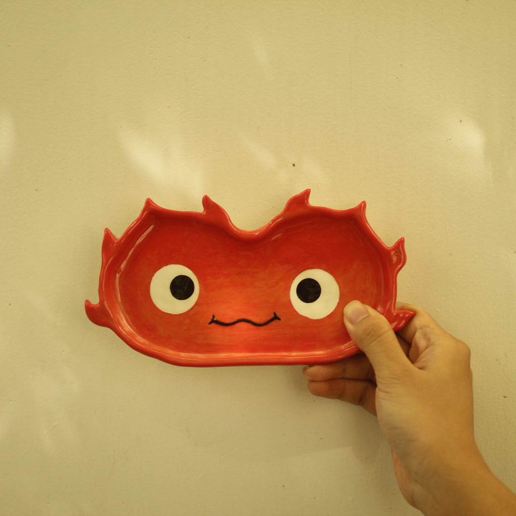 [Pre-order] Fire Demon Handmade Ceramic Eyeglasses Holder Tray, Handbuilt Pottery, Cute Gift For Anime Fan, Unique Birthday Gift, Adorable Valentine Gift | Totto Pottery
