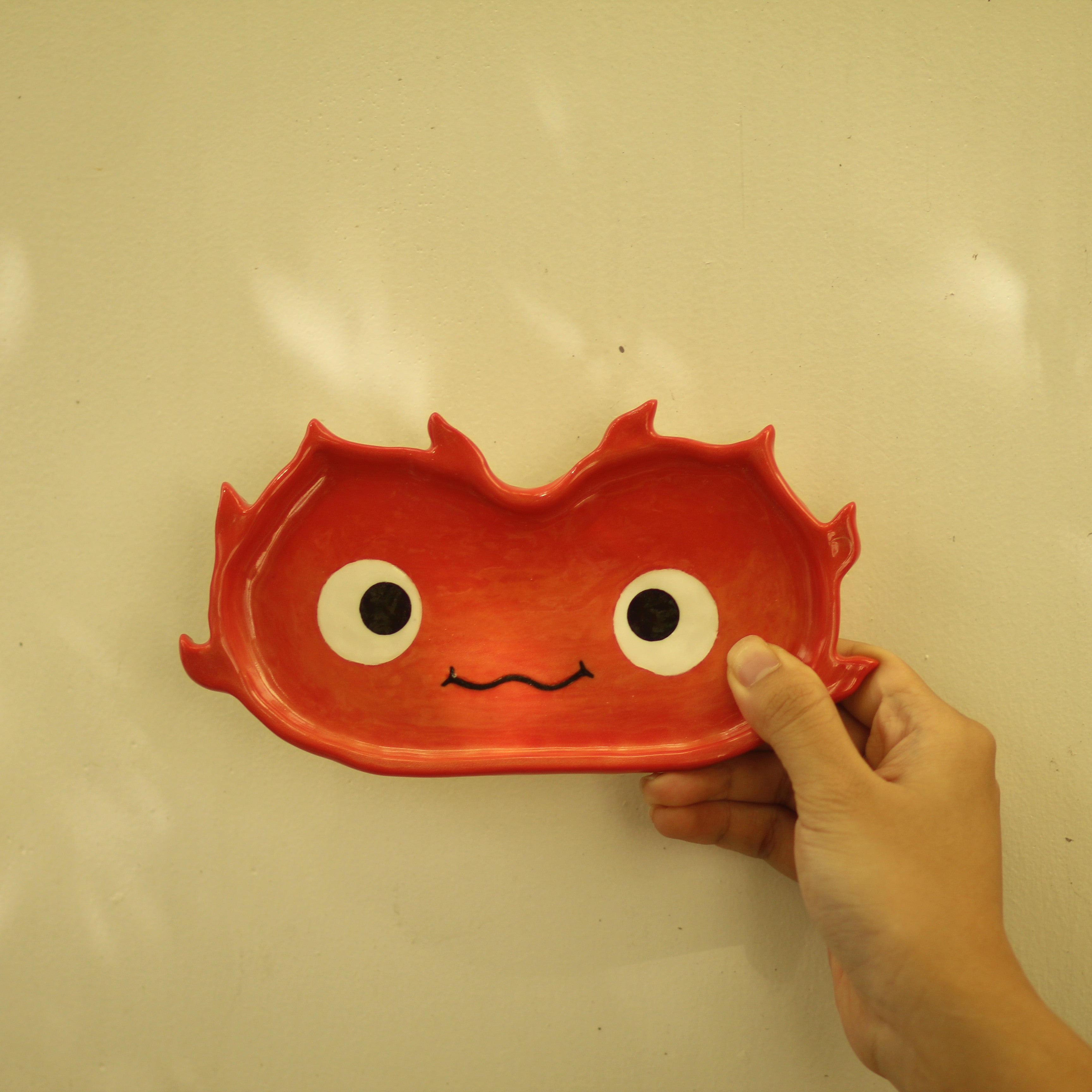 [Pre-order] Fire Demon Handmade Ceramic Eyeglasses Holder Tray, Handbuilt Pottery, Cute Gift For Anime Fan, Unique Birthday Gift, Adorable Valentine Gift | Totto Pottery