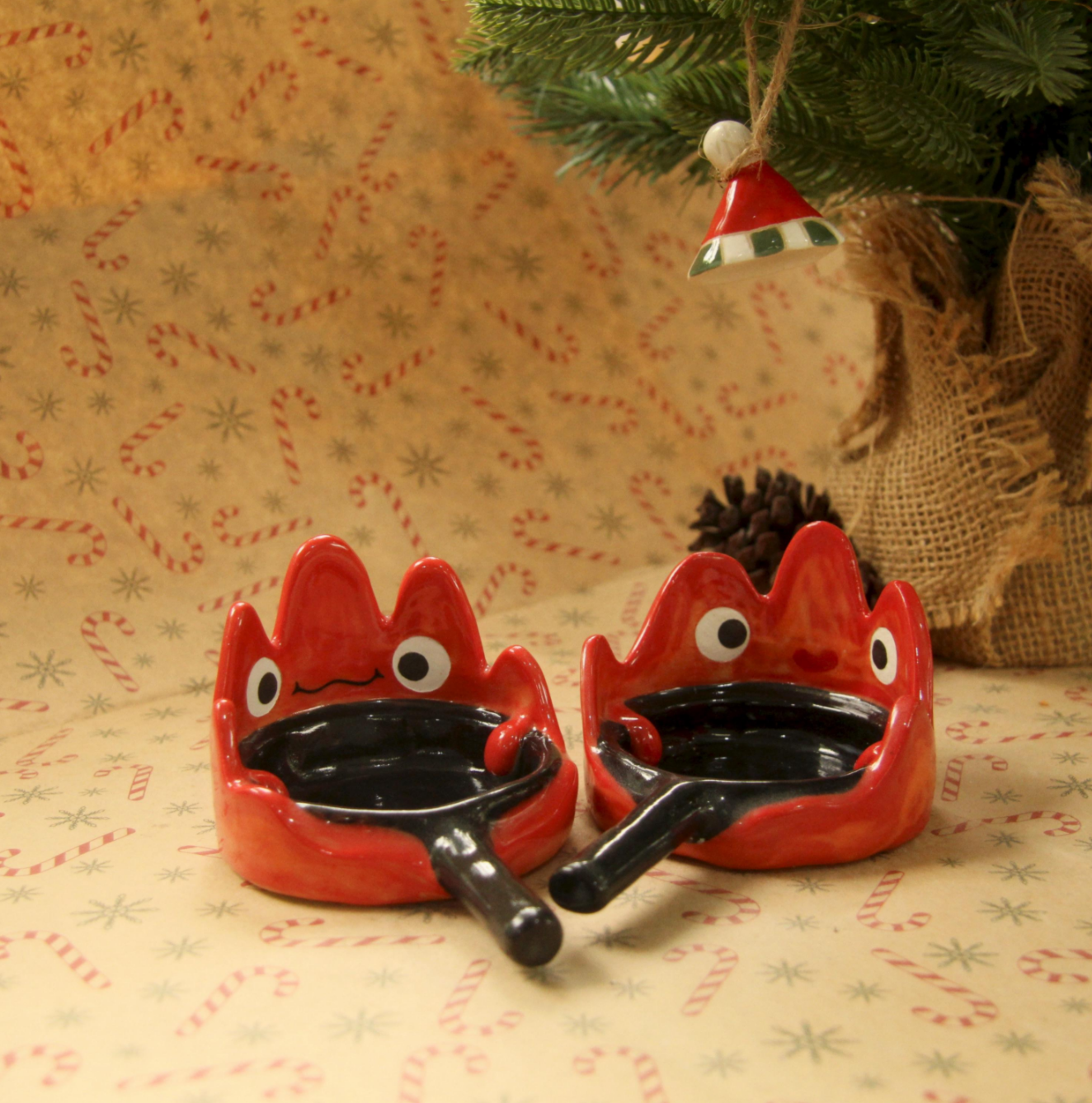 [Pre-order] Fire Demon Handmade Ceramic Candle Holder, Handbuilt Pottery, Cute Gift For Anime Fan, Unique Birthday Gift, Adorable Valentine Gift | Totto Pottery