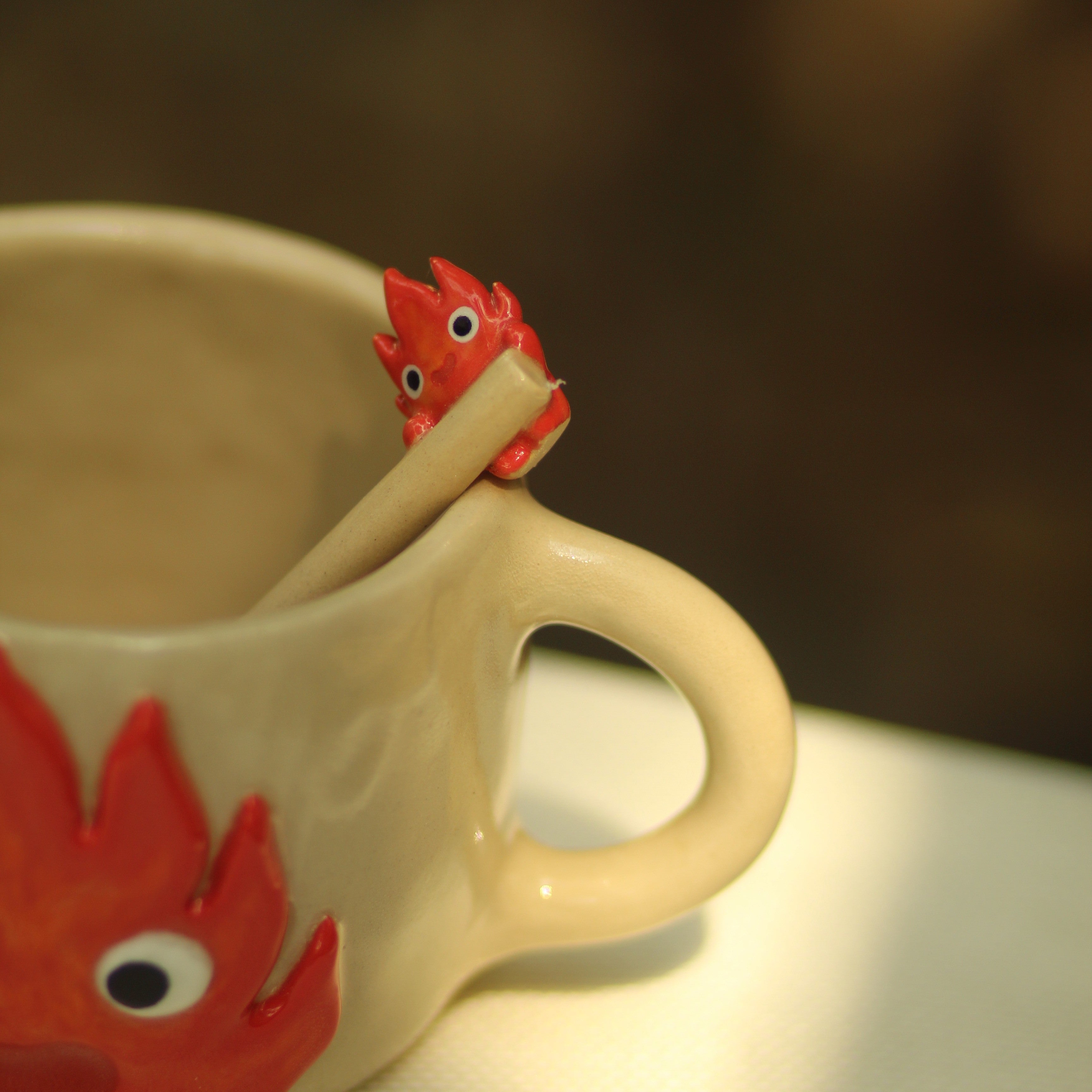 [Pre-order] Fire Demon Handmade Ceramic Spoon, Handbuilt Pottery, Cute Gift For Anime Fan, Unique Birthday Gift, Adorable Valentine Gift | Totto Pottery