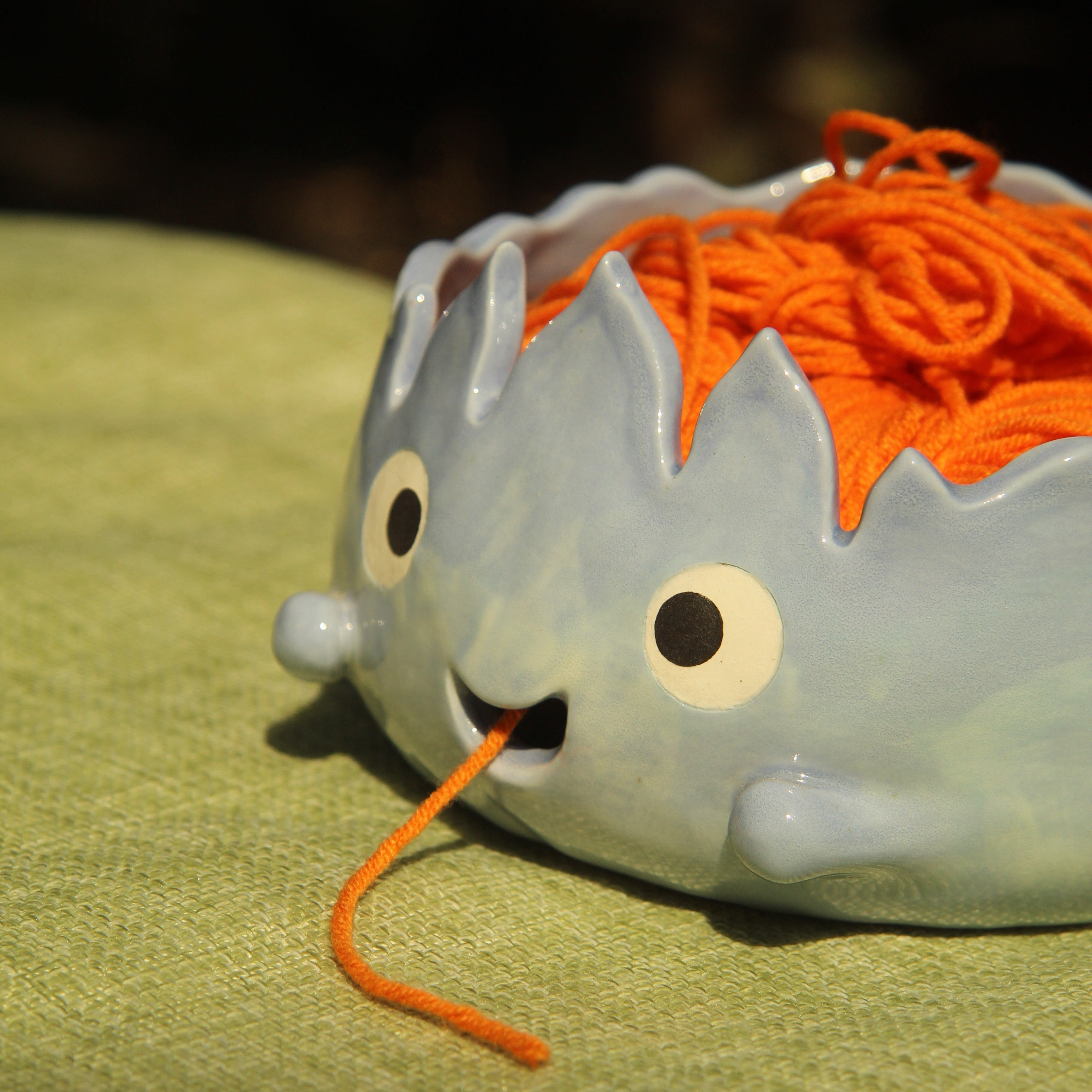 [Pre-order] Fire Demon Handmade Ceramic Yarn Bowl, Handbuilt Pottery, Cute Gift For Anime Fan, Unique Birthday Gift, Adorable Valentine Gift | Totto Pottery