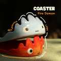[Pre-order] Fire Demon Handmade Ceramic Coaster, Handbuilt Pottery, Cute Gift For Anime Fan, Unique Birthday Gift, Adorable Valentine Gift | Totto Pottery