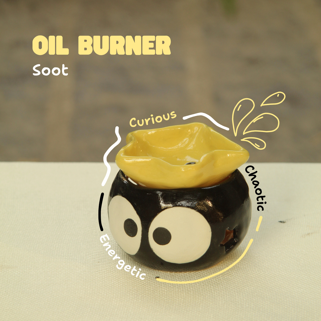 [Pre-order] Soot Handmade Ceramic Wax Melts, Oil Burner, Handbuilt Pottery, Cute Gift For Anime Fan, Unique Birthday Gift, Adorable Valentine Gift | Totto Pottery
