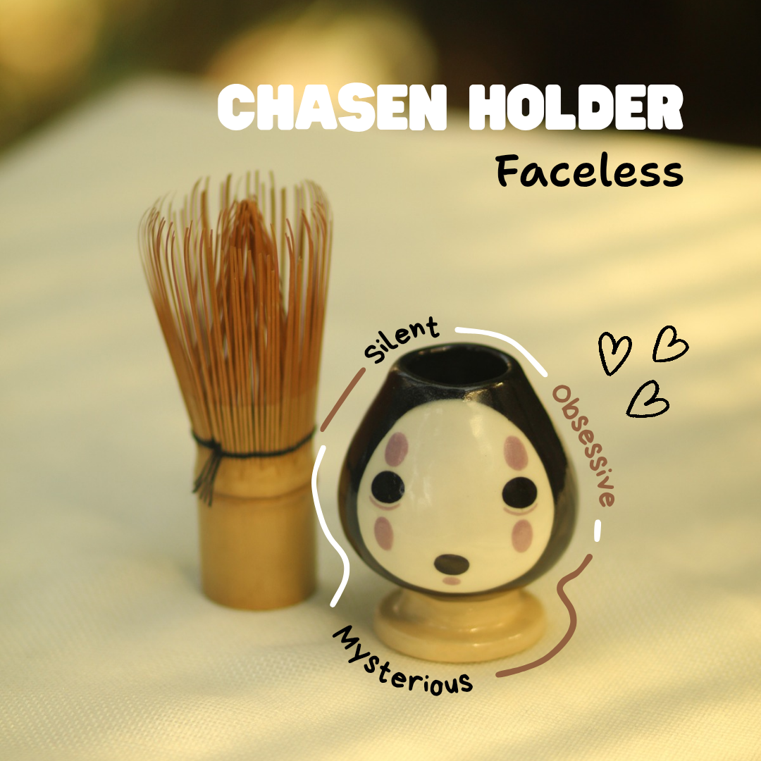 [Pre-order] Faceless Handmade Ceramic Chasen Holder, Handbuilt Pottery, Cute Gift For Anime Fan, Unique Birthday Gift, Adorable Valentine Gift | Totto Pottery