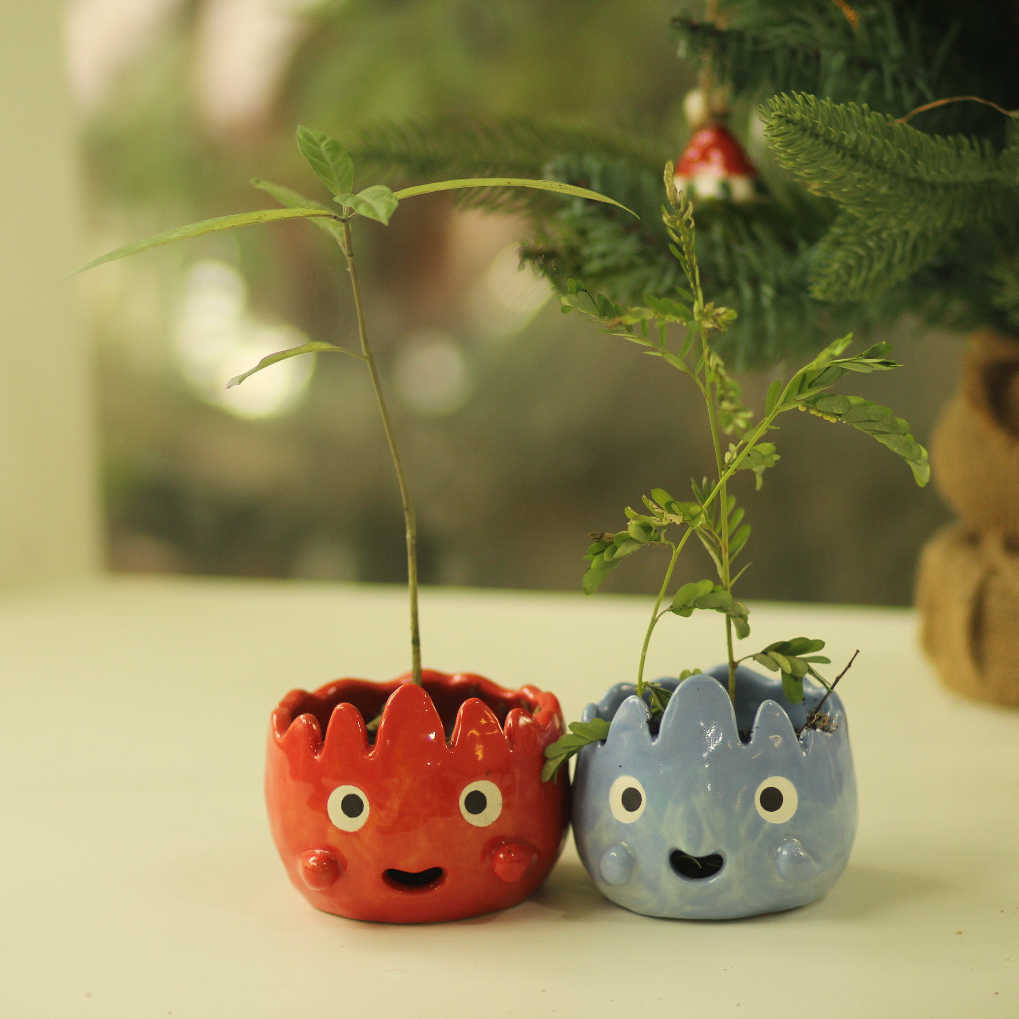 [Pre-order] Fire Demon Handmade Ceramic Plant Pots, Handbuilt Pottery, Cute Gift For Anime Fan, Unique Birthday Gift, Adorable Valentine Gift | Totto Pottery