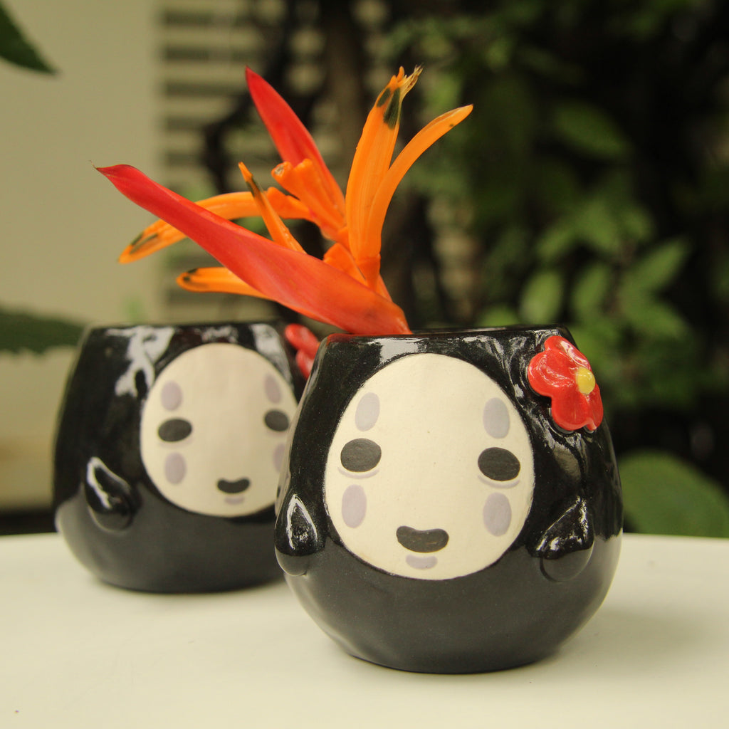 [Pre-order] Faceless Handmade Ceramic Flower Vases, Handbuilt Pottery, Cute Gift For Anime Fan, Unique Birthday Gift, Adorable Valentine Gift | Totto Pottery