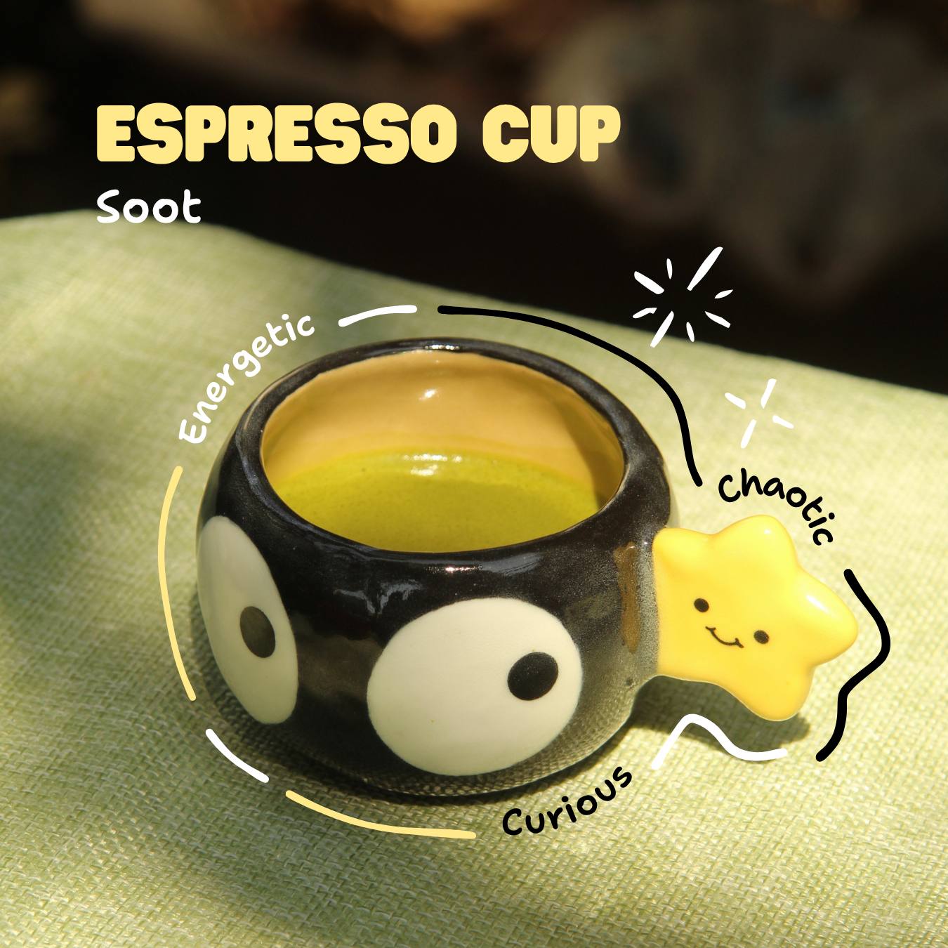 [Pre-order] Soot Handmade Ceramic Espresso Cup, Handbuilt Pottery, Cute Gift For Anime Fan, Unique Birthday Gift, Adorable Valentine Gift | Totto Pottery