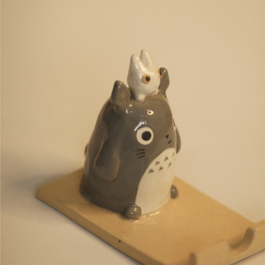 [Pre-order] Forest Spirit Handmade Ceramic Phone Stand, Handbuilt Pottery, Cute Gift For Anime Fan, Unique Birthday Gift, Adorable Valentine Gift | Totto Pottery