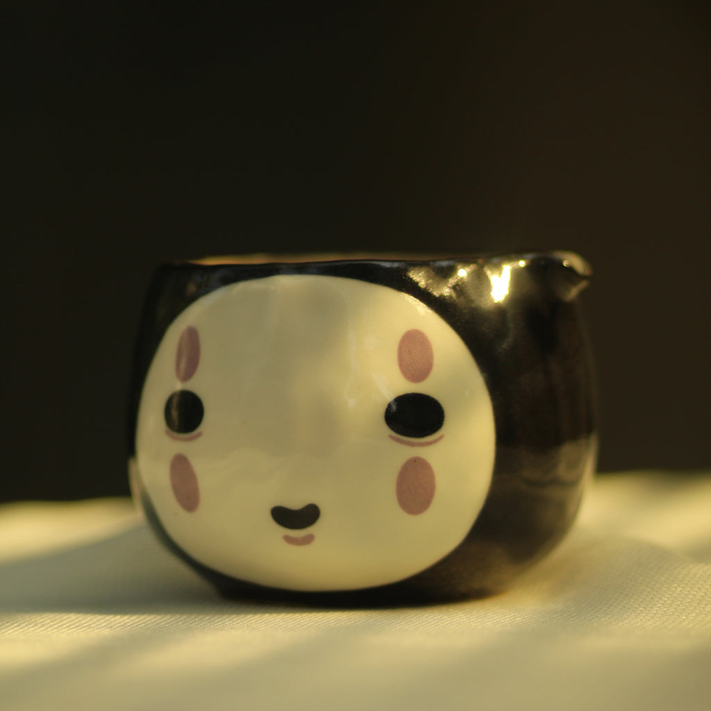 [Pre-order] Set Faceless Handmade Ceramic Matcha Bowl, Handbuilt Pottery, Cute Gift For Anime Fan, Unique Birthday Gift, Adorable Valentine Gift | Totto Pottery