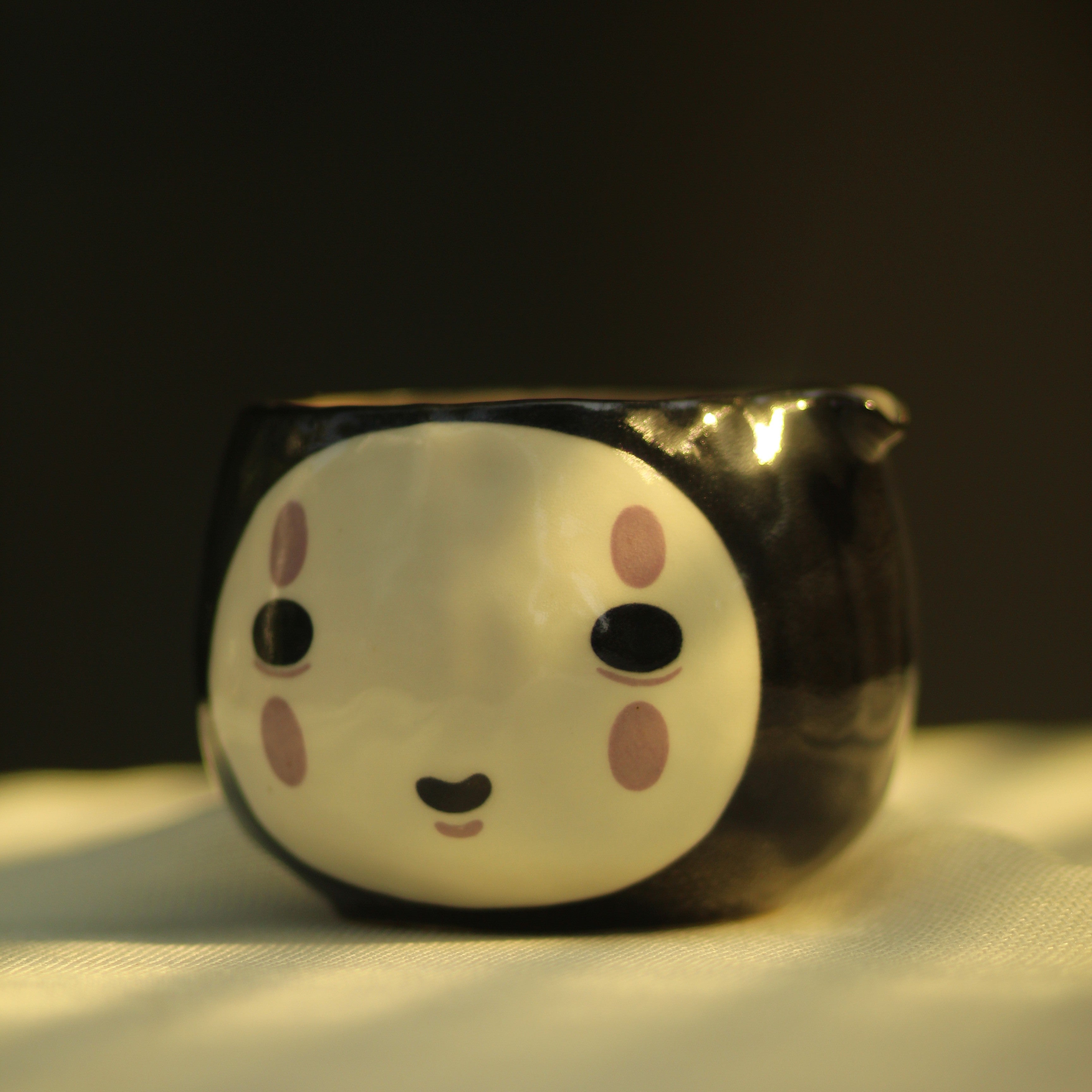 [Pre-order] Set Faceless Handmade Ceramic Matcha Bowl, Handbuilt Pottery, Cute Gift For Anime Fan, Unique Birthday Gift, Adorable Valentine Gift | Totto Pottery