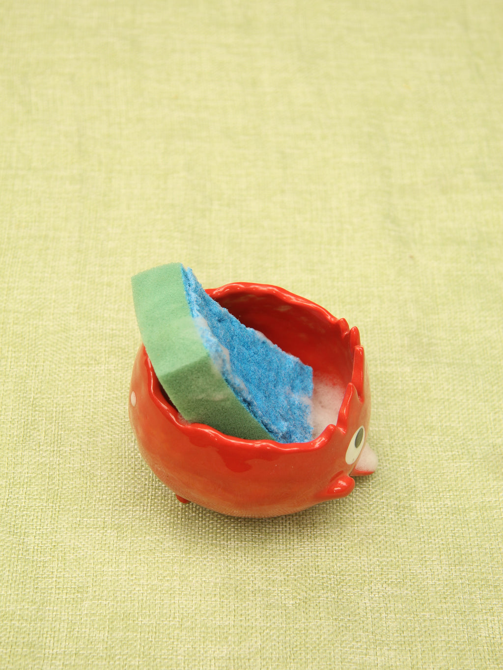 [Pre-order] Fire Demon Handmade Ceramic Sponge Holder, Handbuilt Pottery, Cute Gift For Anime Fan, Unique Birthday Gift, Adorable Valentine Gift | Totto Pottery