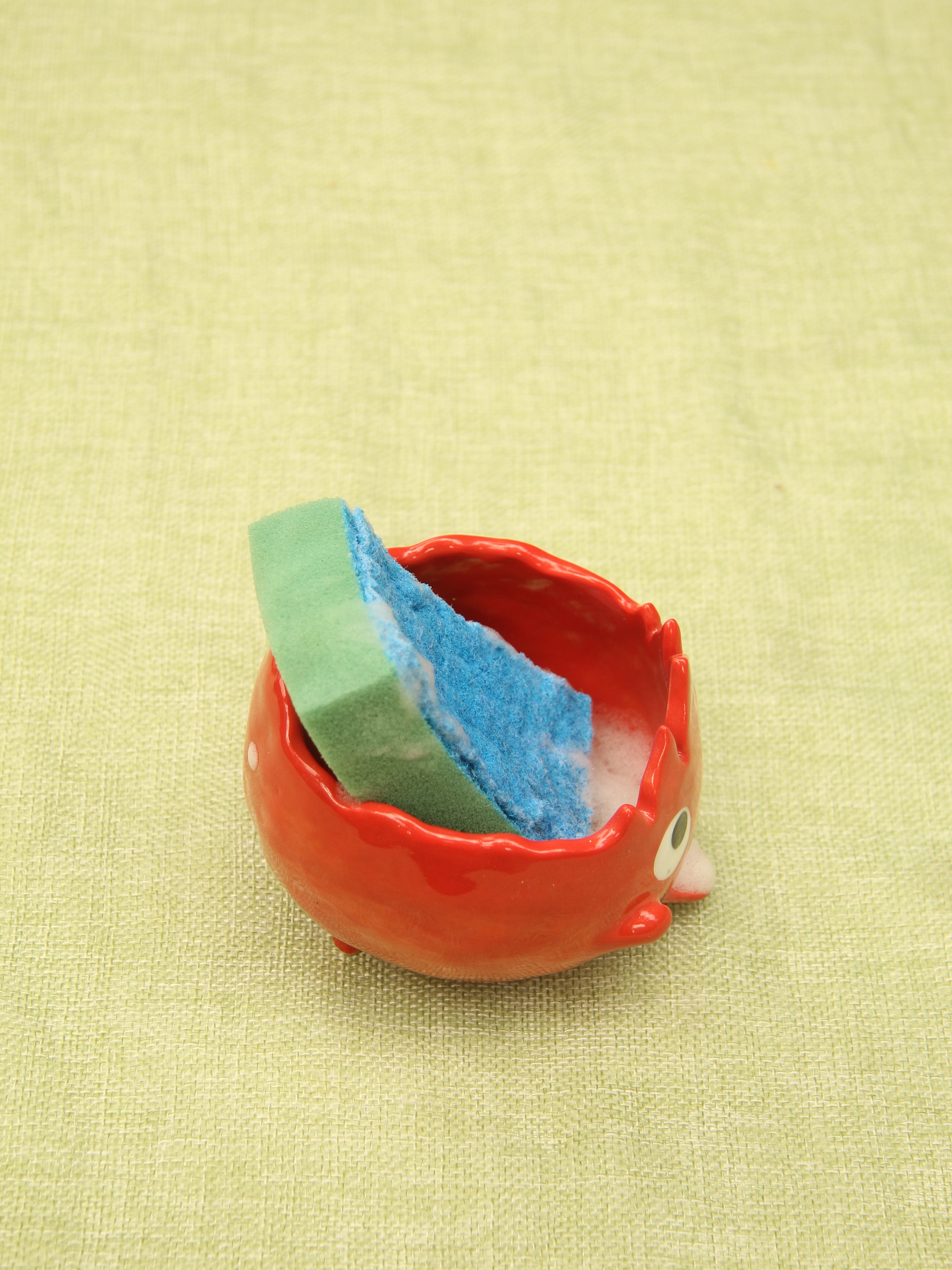 [Pre-order] Fire Demon Handmade Ceramic Sponge Holder, Handbuilt Pottery, Cute Gift For Anime Fan, Unique Birthday Gift, Adorable Valentine Gift | Totto Pottery