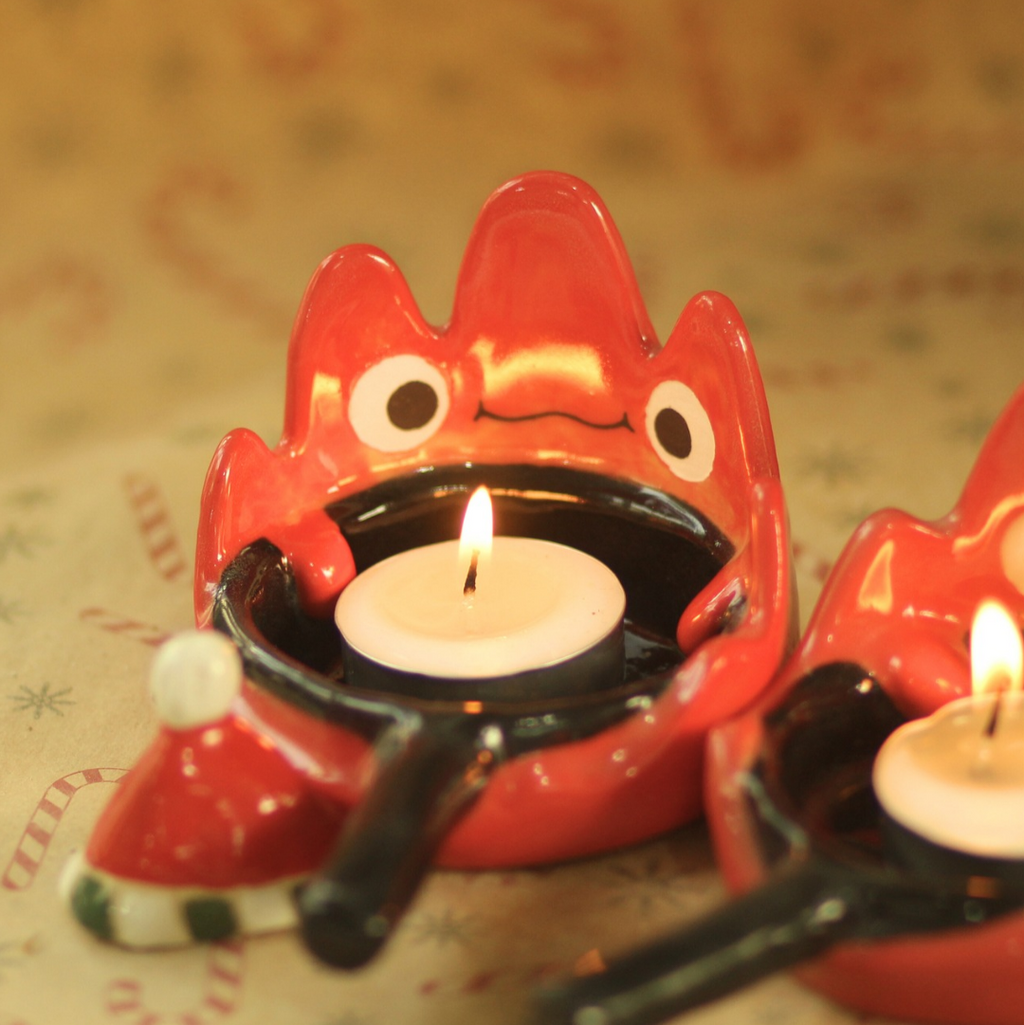 [Pre-order] Fire Demon Handmade Ceramic Candle Holder, Handbuilt Pottery, Cute Gift For Anime Fan, Unique Birthday Gift, Adorable Valentine Gift | Totto Pottery