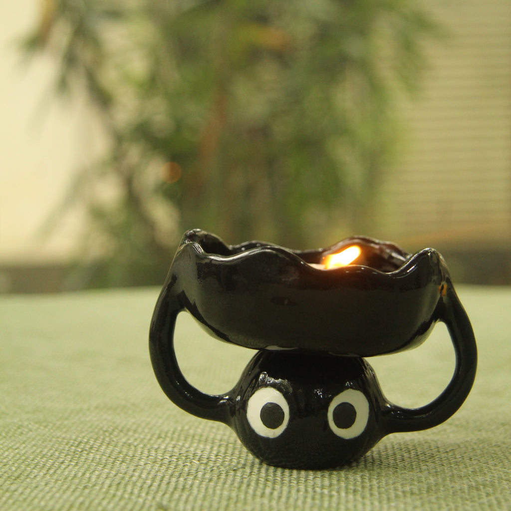 [Pre-order] Soot Handmade Ceramic Candle Holder, Handbuilt Pottery, Cute Gift For Anime Fan, Unique Birthday Gift, Adorable Valentine Gift | Totto Pottery