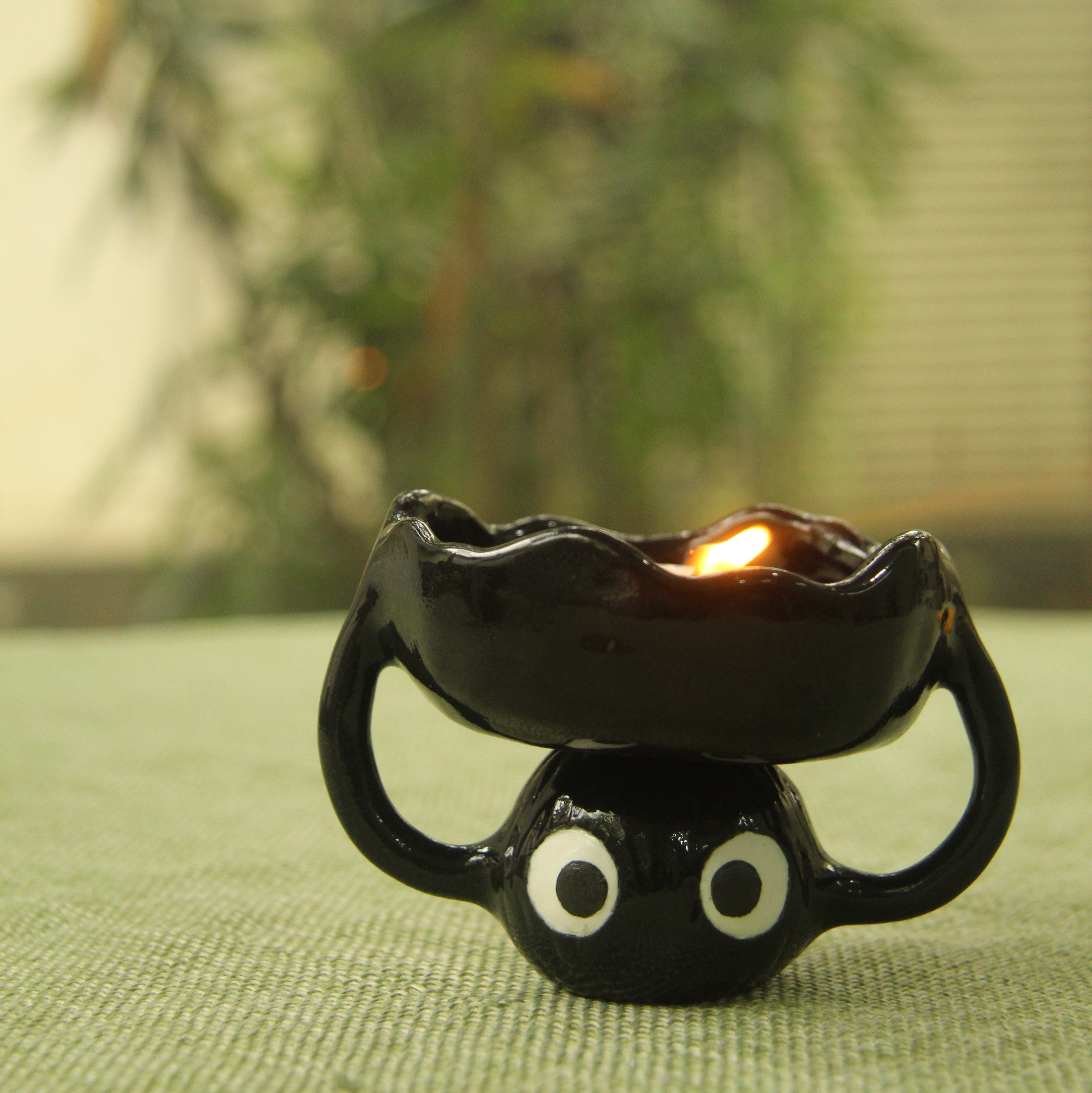 [Pre-order] Soot Handmade Ceramic Candle Holder, Handbuilt Pottery, Cute Gift For Anime Fan, Unique Birthday Gift, Adorable Valentine Gift | Totto Pottery