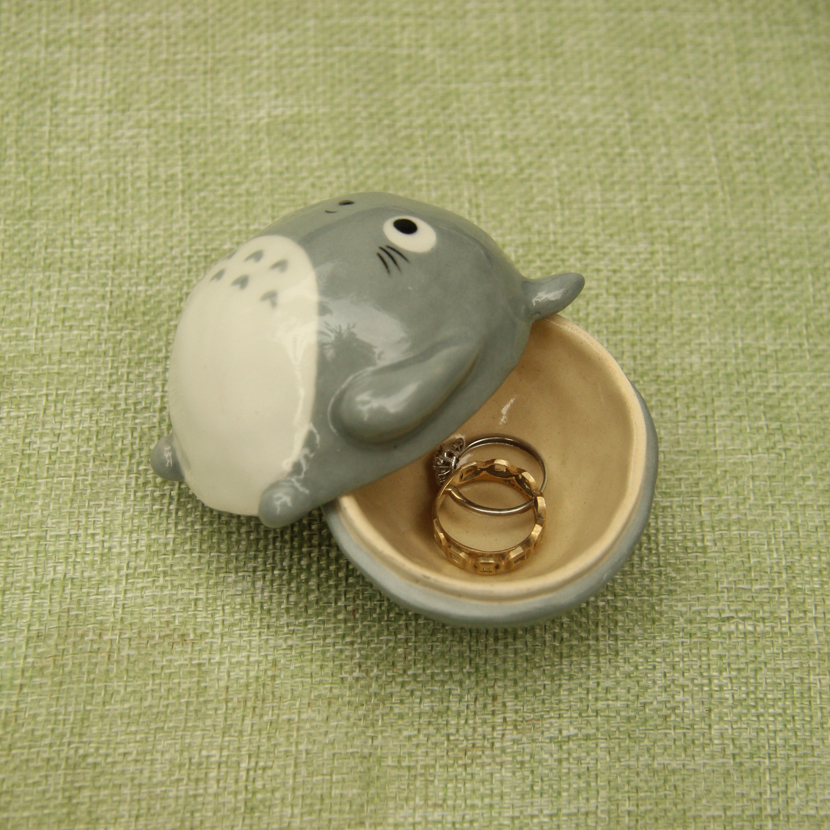 [Pre-order] Forest Spirit Handmade Ceramic Jewelry Container With Lid, Handbuilt Pottery, Cute Gift For Anime Fan, Unique Birthday Gift, Adorable Valentine Gift | Totto Pottery