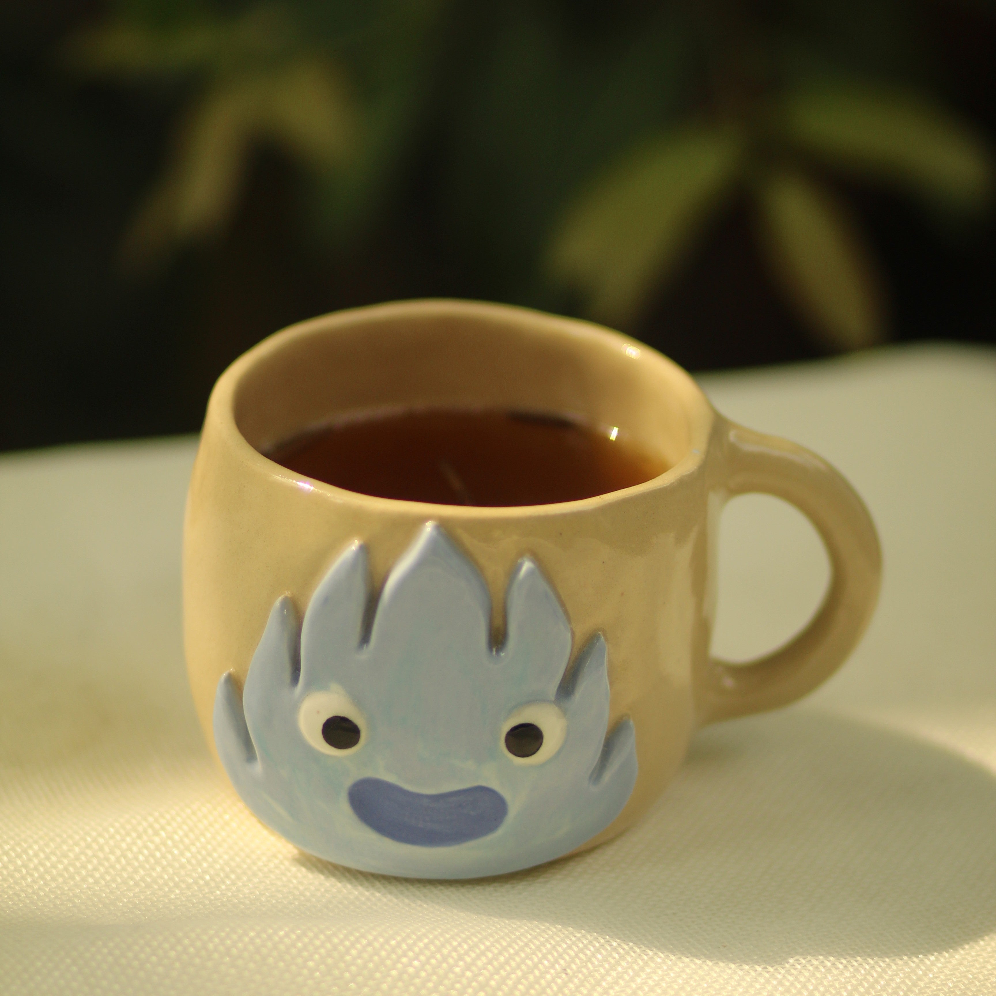 [Pre-order] Fire Demon Handmade Ceramic Handle Mug, Handbuilt Pottery, Cute Gift For Anime Fan, Unique Birthday Gift, Adorable Valentine Gift | Totto Pottery