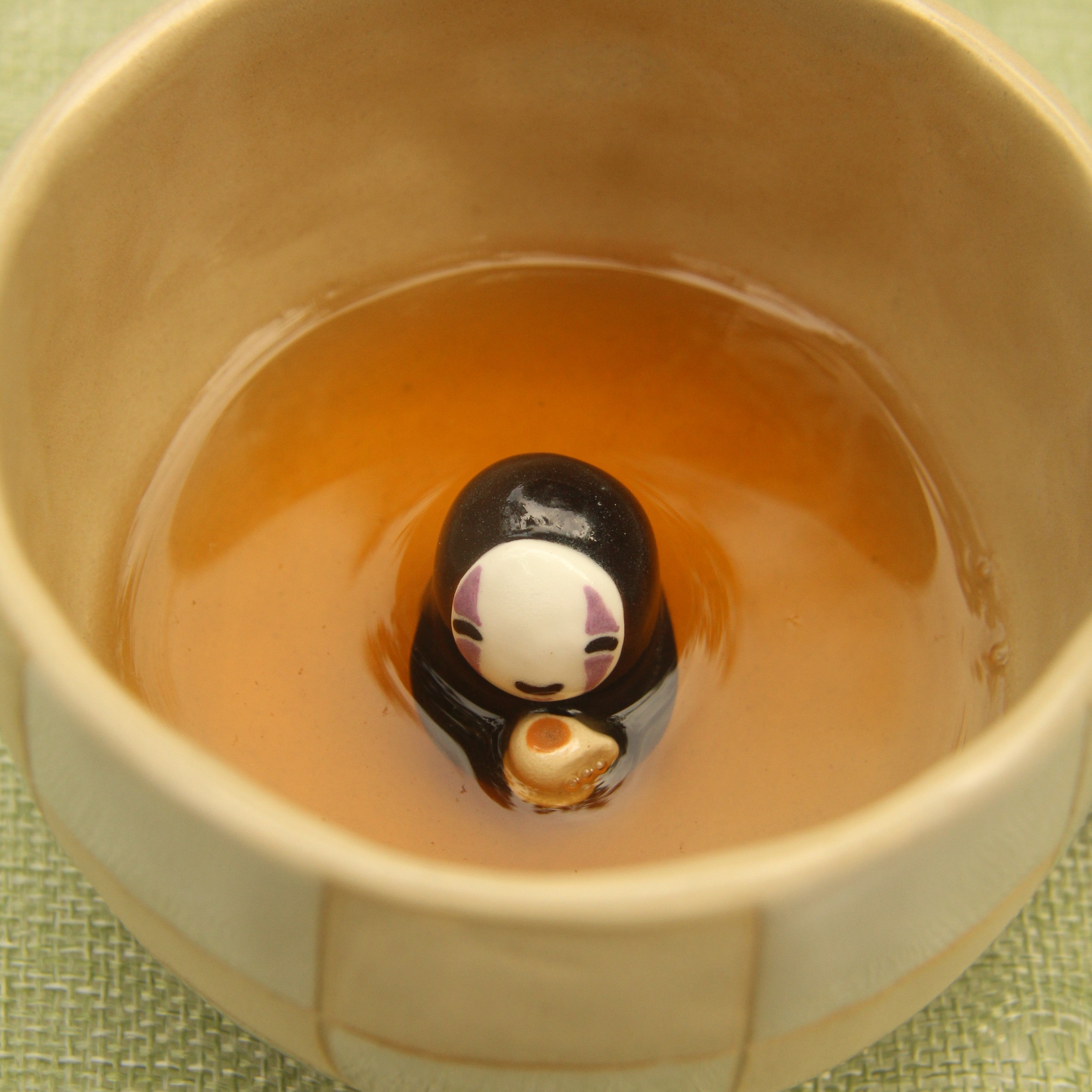[Pre-order] Faceless Handmade Ceramic Checkered Mug, Handbuilt Pottery, Cute Gift For Anime Fan, Unique Birthday Gift, Adorable Valentine Gift | Totto Pottery