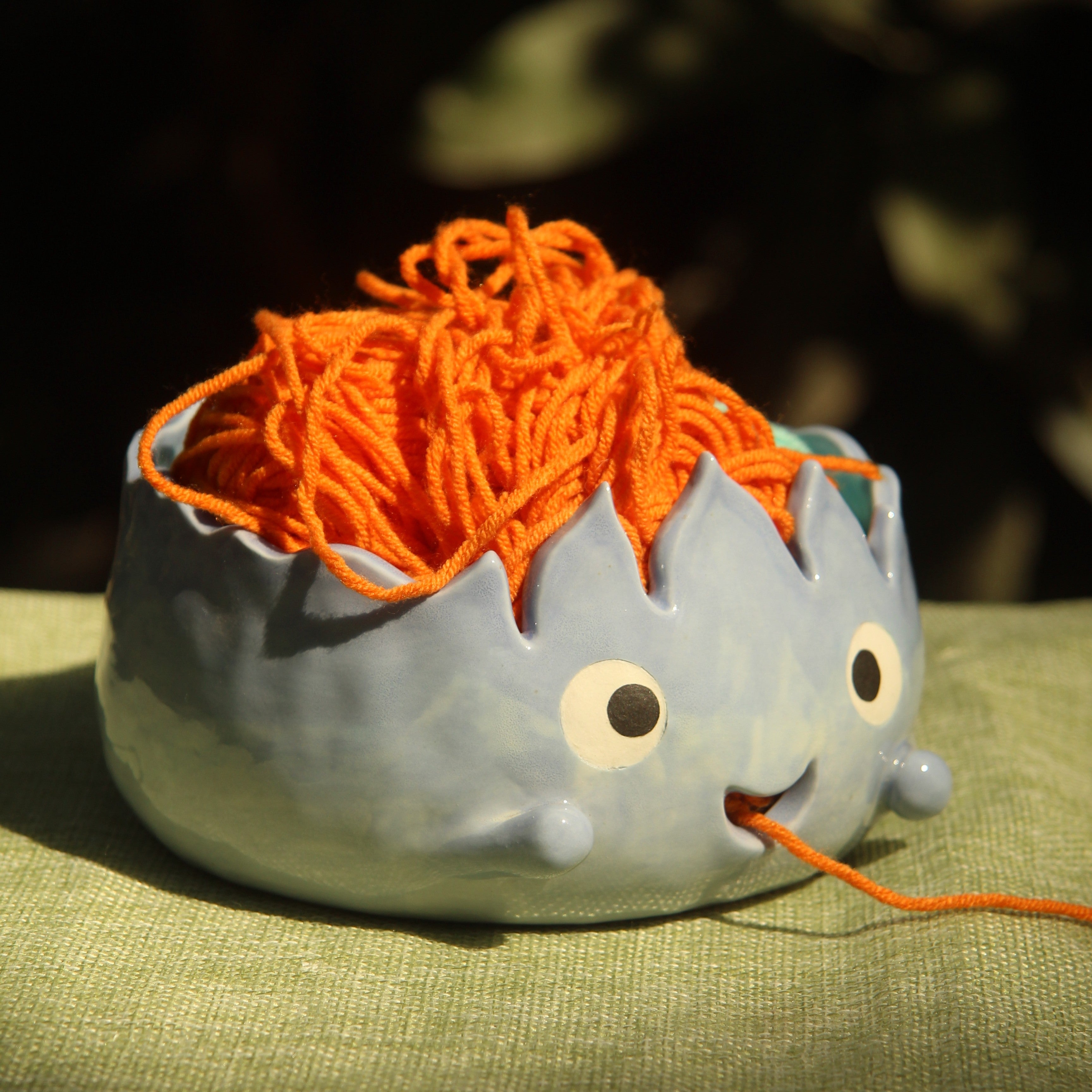 [Pre-order] Fire Demon Handmade Ceramic Yarn Bowl, Handbuilt Pottery, Cute Gift For Anime Fan, Unique Birthday Gift, Adorable Valentine Gift | Totto Pottery