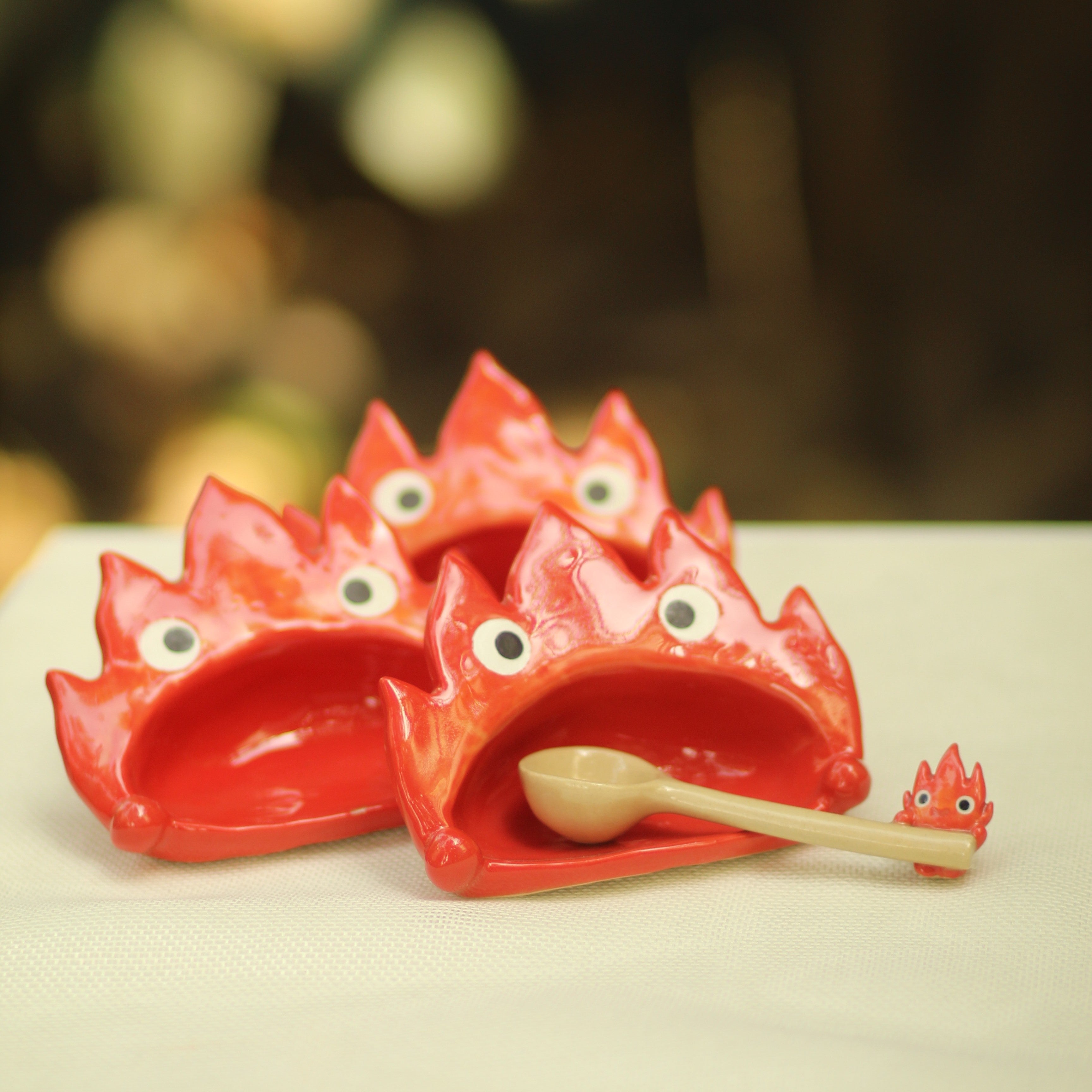 [Pre-order] Fire Demon Handmade Ceramic Spoon Rest, Handbuilt Pottery, Cute Gift For Anime Fan, Unique Birthday Gift, Adorable Valentine Gift | Totto Pottery
