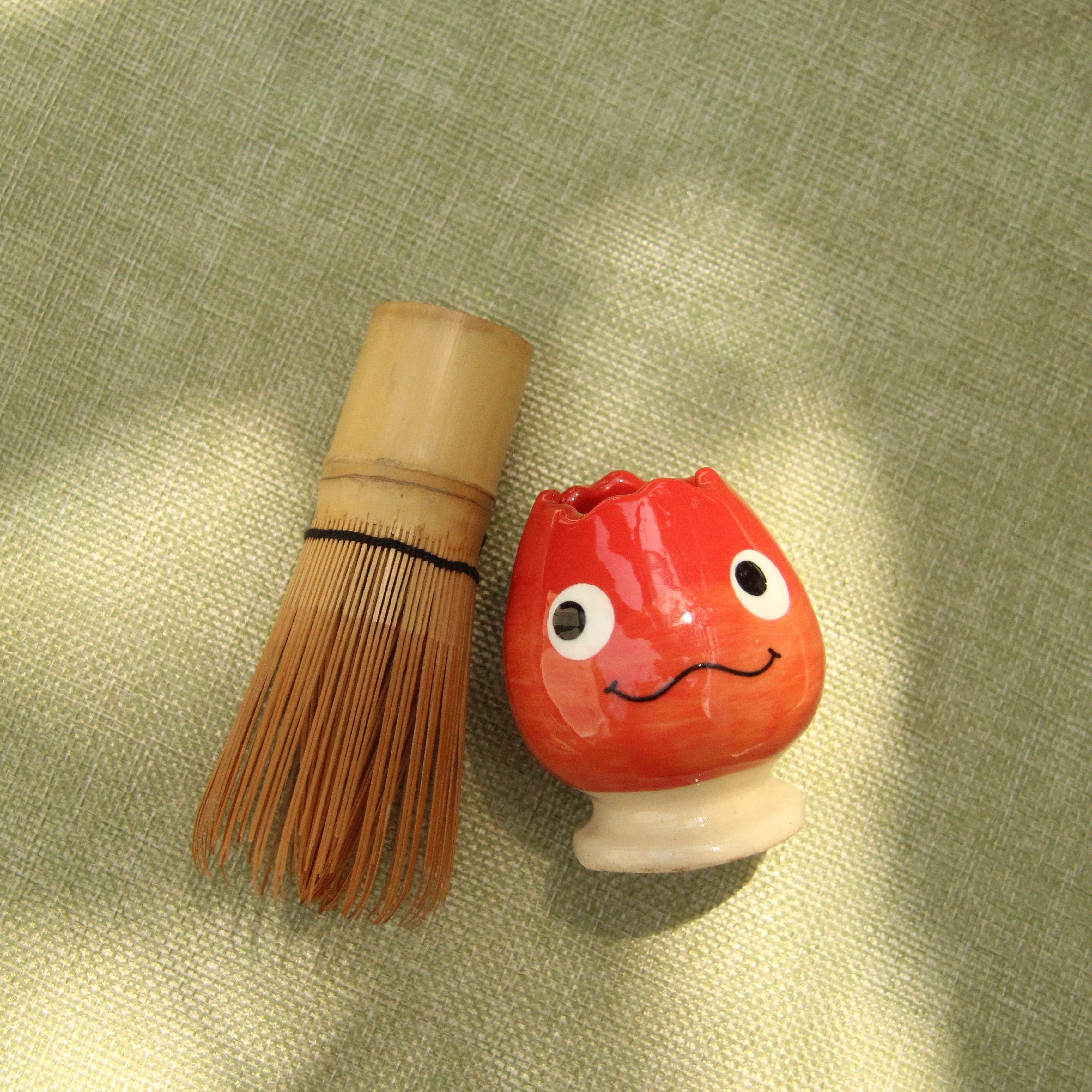 [Pre-order] Fire Demon Handmade Ceramic Chasen Holder, Handbuilt Pottery, Cute Gift For Anime Fan, Unique Birthday Gift, Adorable Valentine Gift | Totto Pottery