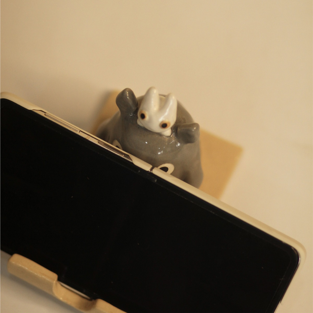 [Pre-order] Forest Spirit Handmade Ceramic Phone Stand, Handbuilt Pottery, Cute Gift For Anime Fan, Unique Birthday Gift, Adorable Valentine Gift | Totto Pottery