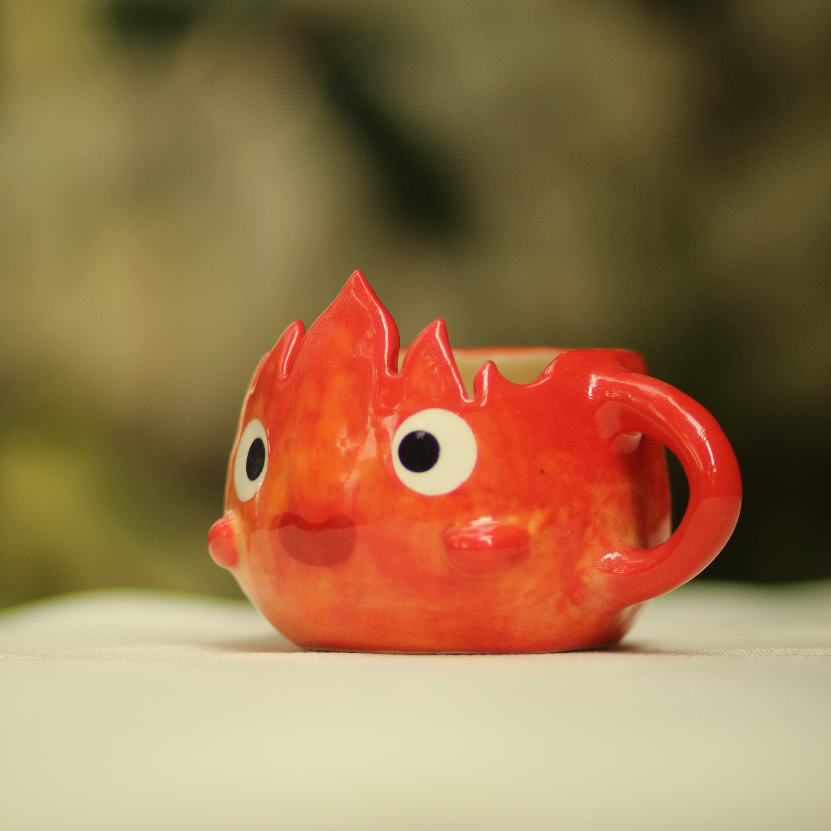[Pre-order] Fire Demon Handmade Ceramic Handle Cup, Handbuilt Pottery, Cute Gift For Anime Fan, Unique Birthday Gift, Adorable Valentine Gift | Totto Pottery