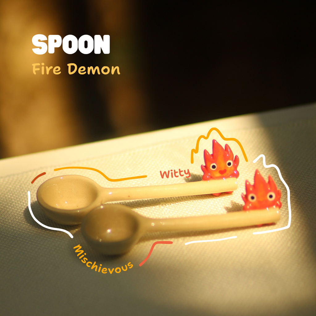 [Pre-order] Fire Demon Handmade Ceramic Spoon, Handbuilt Pottery, Cute Gift For Anime Fan, Unique Birthday Gift, Adorable Valentine Gift | Totto Pottery
