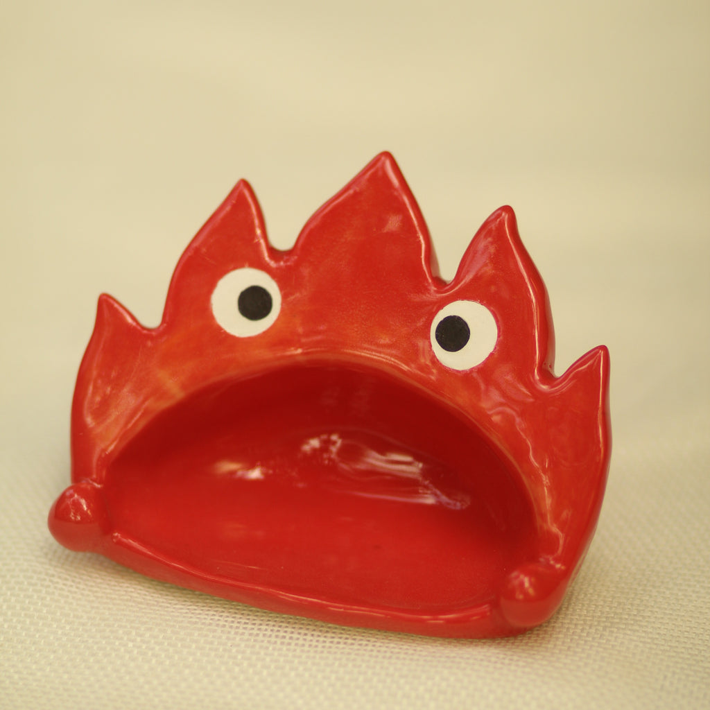 [Pre-order] Fire Demon Handmade Ceramic Spoon Rest, Handbuilt Pottery, Cute Gift For Anime Fan, Unique Birthday Gift, Adorable Valentine Gift | Totto Pottery