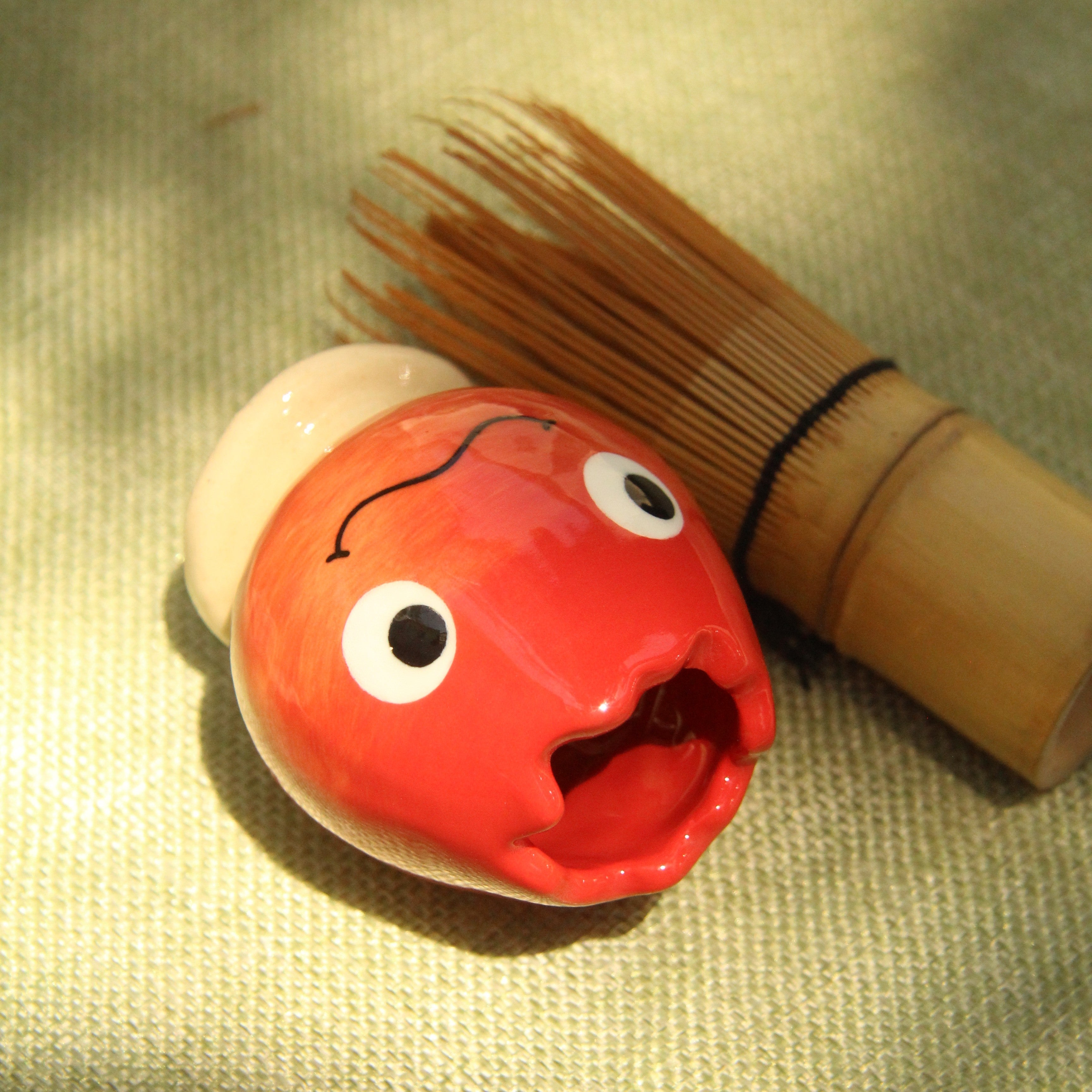 [Pre-order] Fire Demon Handmade Ceramic Chasen Holder, Handbuilt Pottery, Cute Gift For Anime Fan, Unique Birthday Gift, Adorable Valentine Gift | Totto Pottery