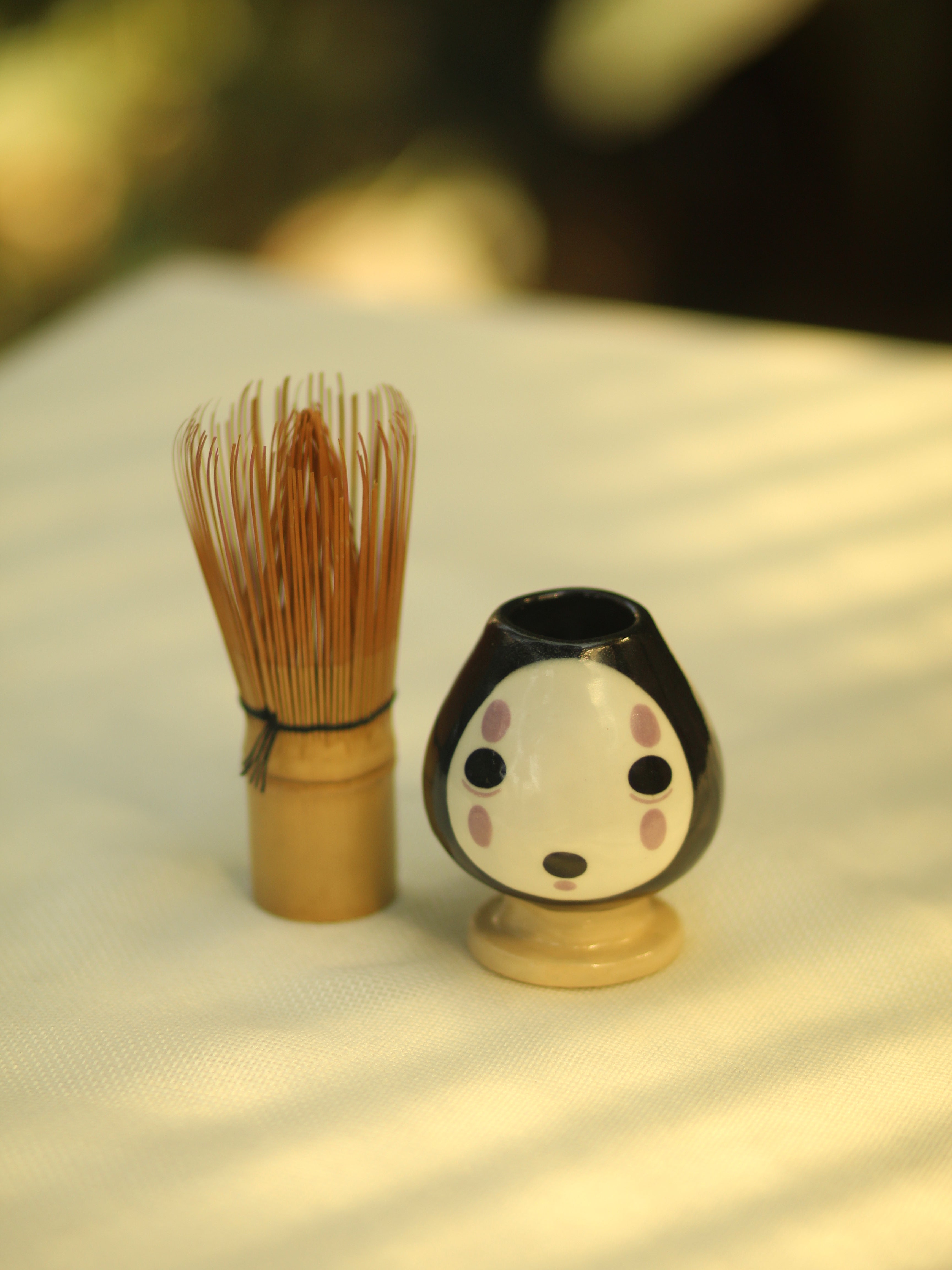 [Pre-order] Set Faceless Handmade Ceramic Matcha Bowl, Handbuilt Pottery, Cute Gift For Anime Fan, Unique Birthday Gift, Adorable Valentine Gift | Totto Pottery