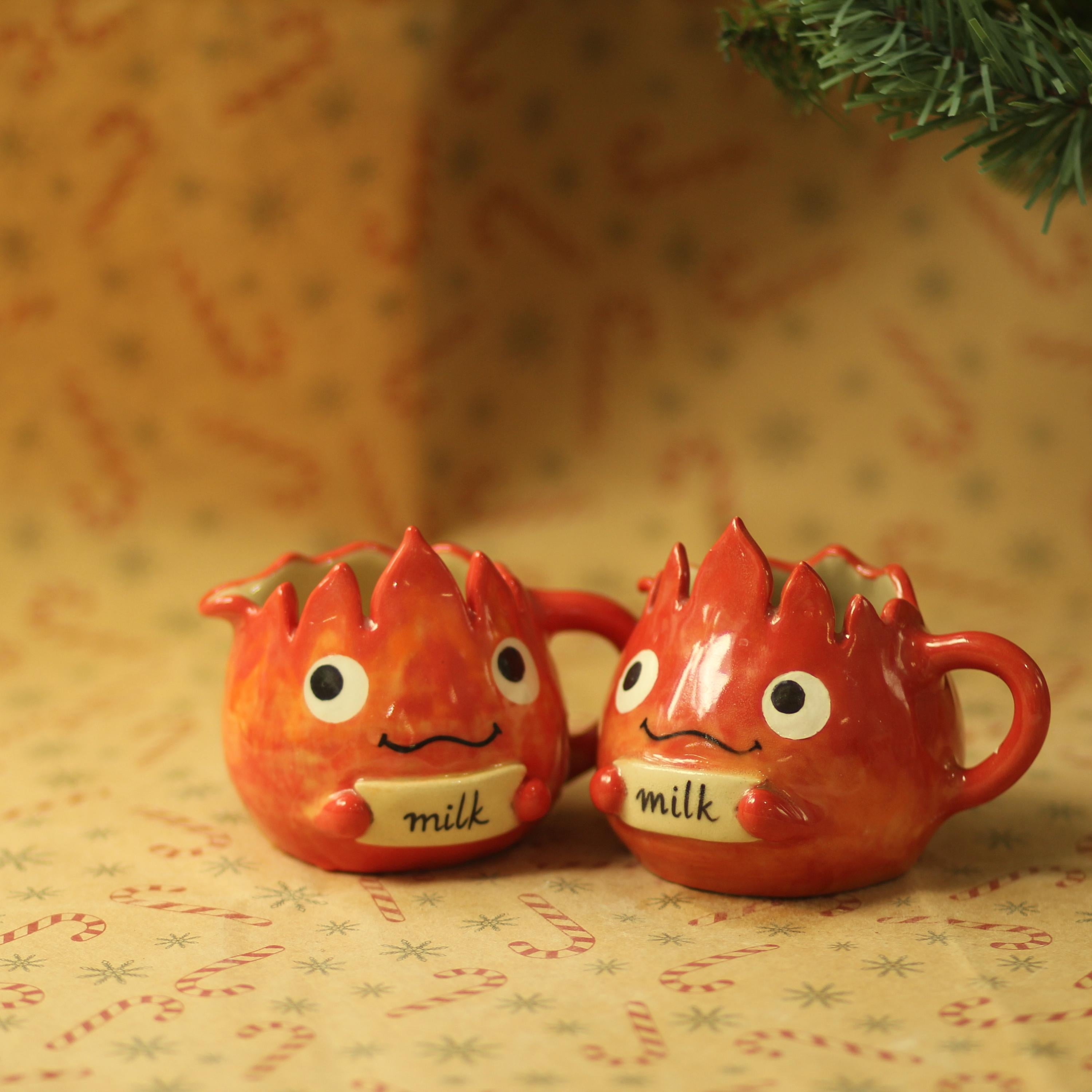 [Pre-order] Fire Demon Handmade Ceramic Milk Cup, Handbuilt Pottery, Cute Gift For Anime Fan, Unique Birthday Gift, Adorable Valentine Gift | Totto Pottery