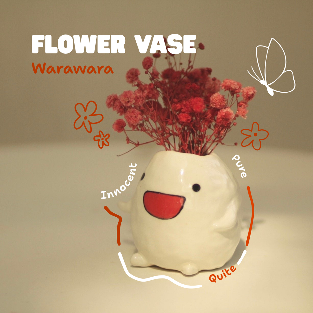 [Pre-order] Warawara Handmade Ceramic Flower Vases, Handbuilt Pottery, Cute Gift For Anime Fan, Unique Birthday Gift, Adorable Valentine Gift | Totto Pottery