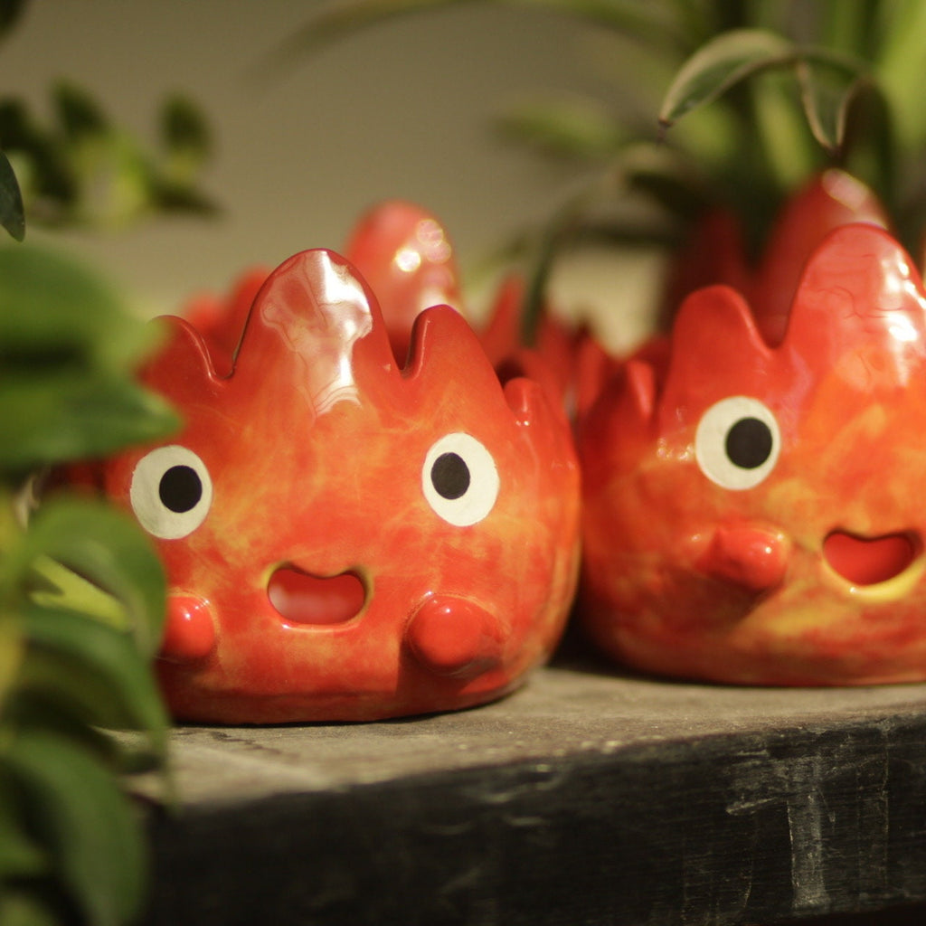 [Pre-order] Fire Demon Handmade Ceramic Plant Pots, Handbuilt Pottery, Cute Gift For Anime Fan, Unique Birthday Gift, Adorable Valentine Gift | Totto Pottery