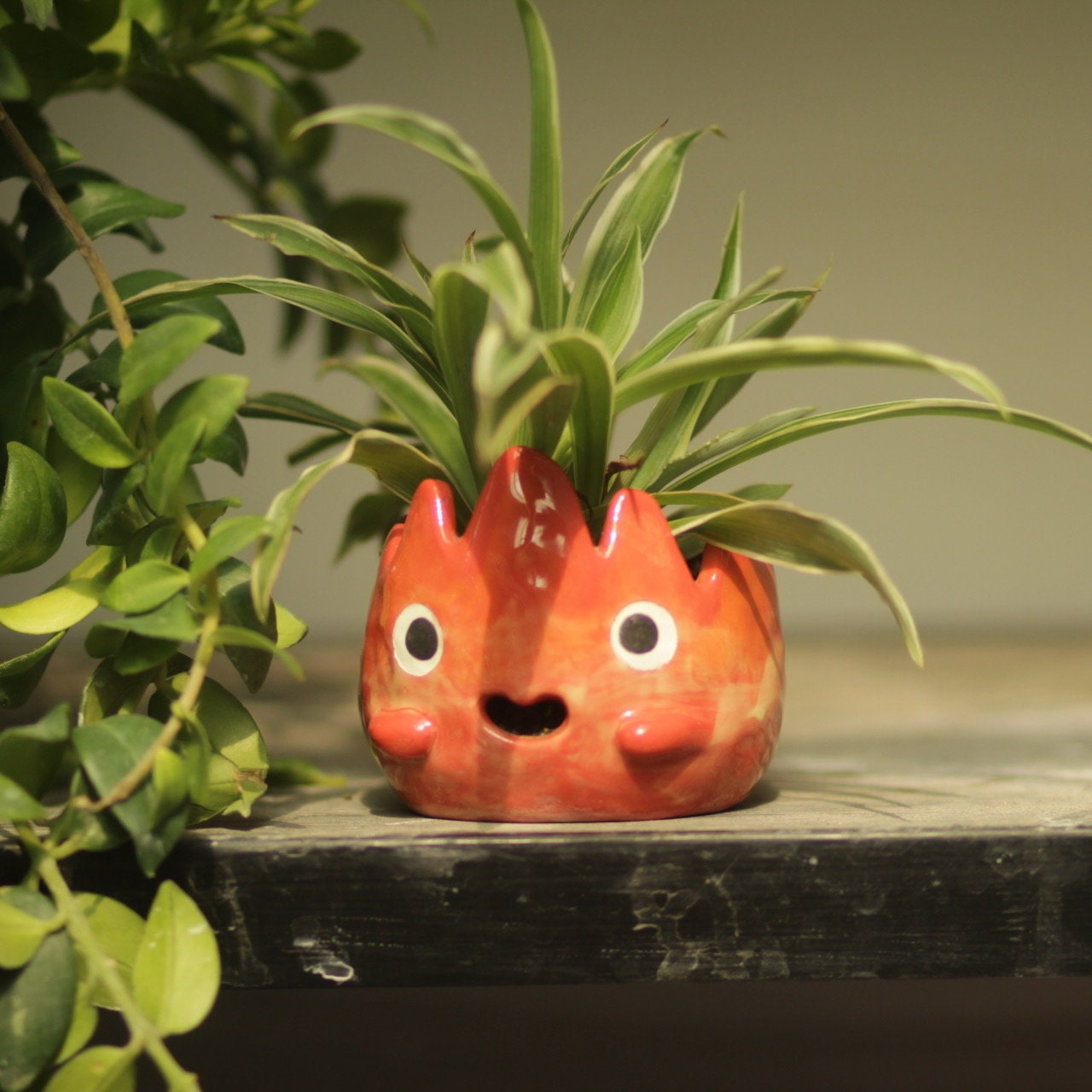[Pre-order] Fire Demon Handmade Ceramic Plant Pots, Handbuilt Pottery, Cute Gift For Anime Fan, Unique Birthday Gift, Adorable Valentine Gift | Totto Pottery