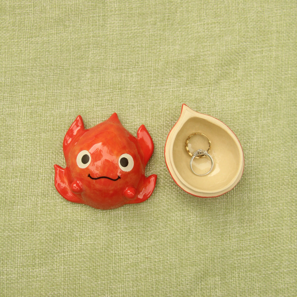 [Pre-order] Fire Demon Handmade Ceramic Jewelry Container With Lid, Handbuilt Pottery, Cute Gift For Anime Fan, Unique Birthday Gift, Adorable Valentine Gift | Totto Pottery