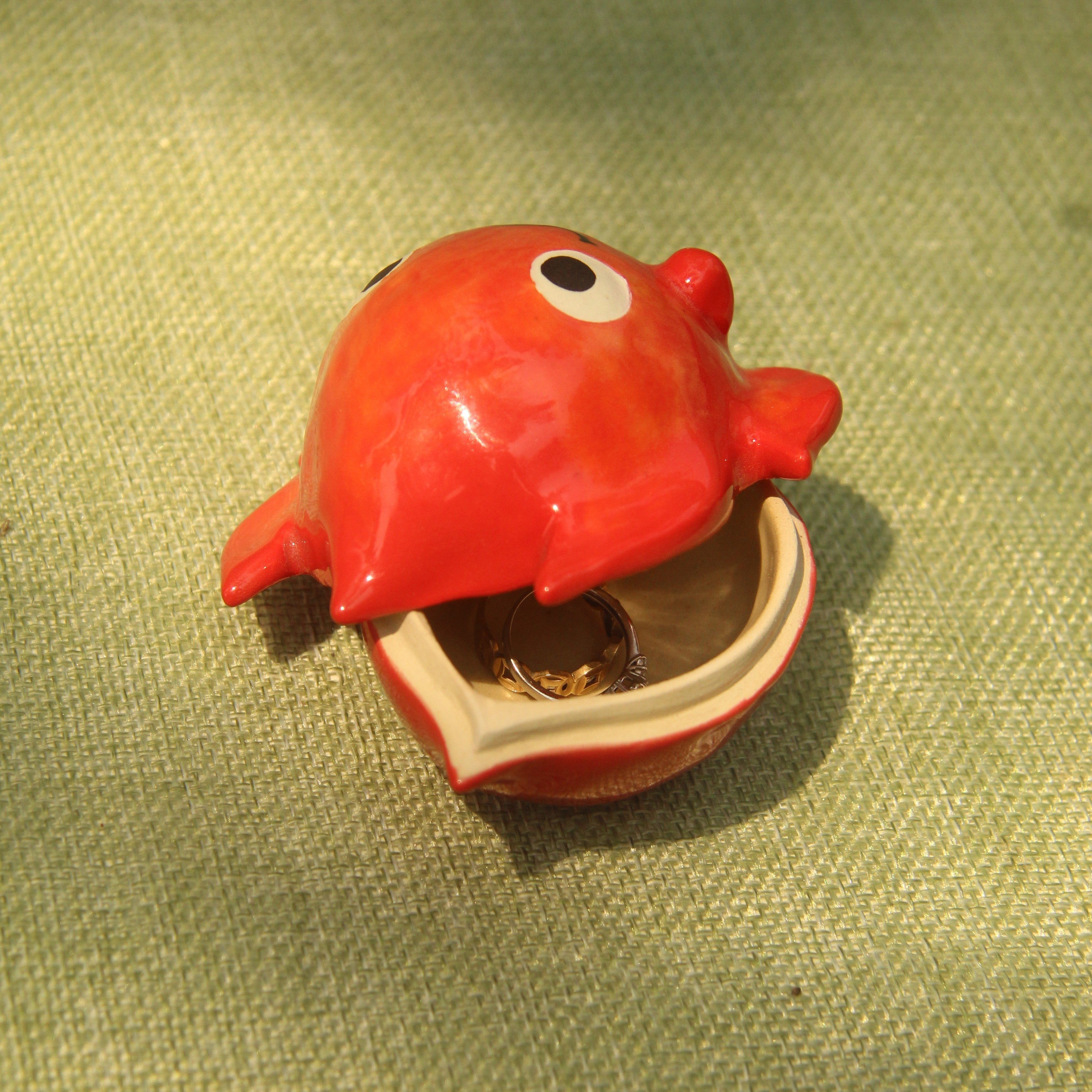 [Pre-order] Fire Demon Handmade Ceramic Jewelry Container With Lid, Handbuilt Pottery, Cute Gift For Anime Fan, Unique Birthday Gift, Adorable Valentine Gift | Totto Pottery