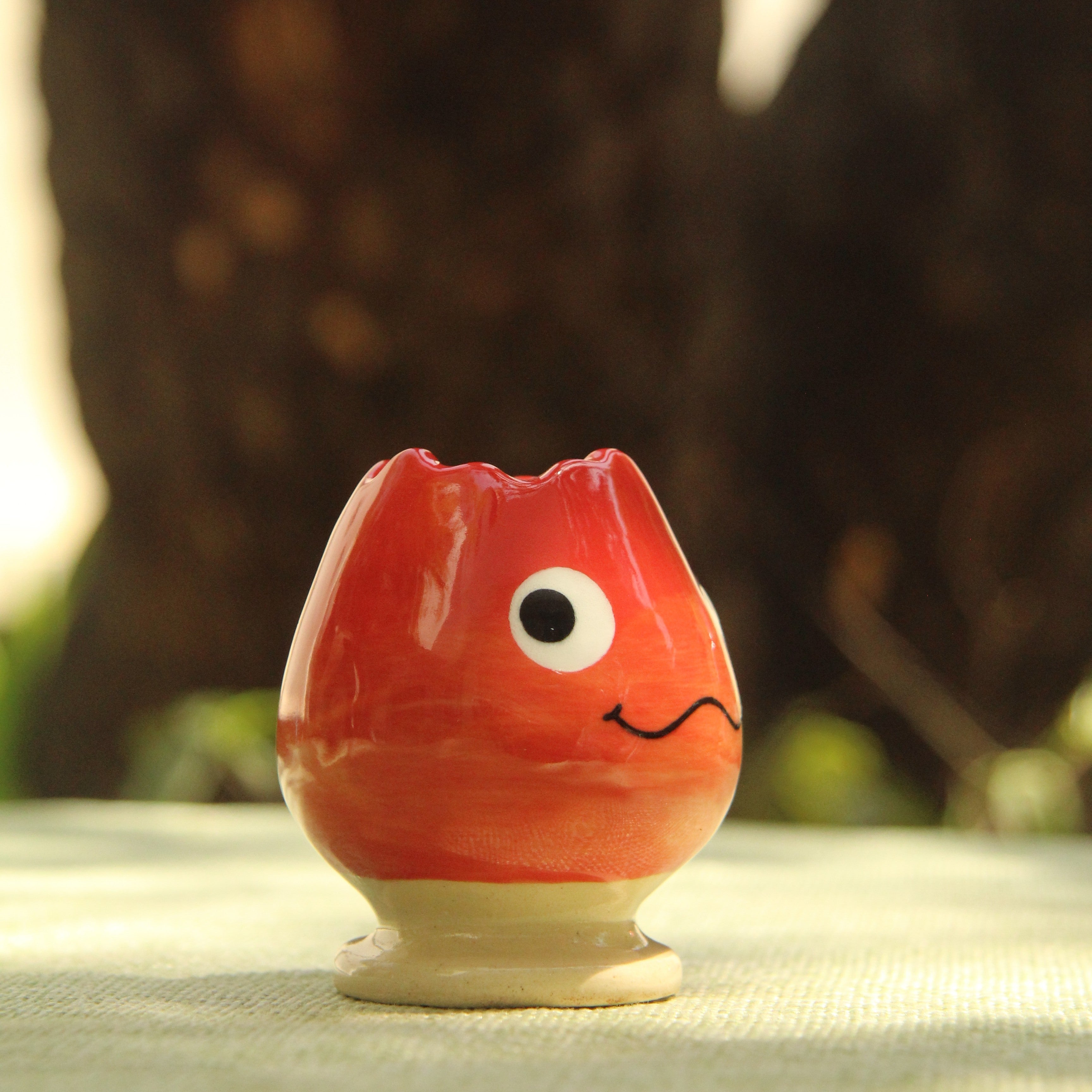 [Pre-order] Fire Demon Handmade Ceramic Chasen Holder, Handbuilt Pottery, Cute Gift For Anime Fan, Unique Birthday Gift, Adorable Valentine Gift | Totto Pottery