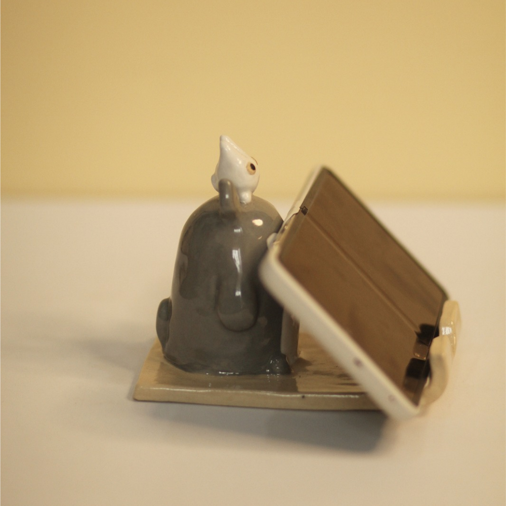 [Pre-order] Forest Spirit Handmade Ceramic Phone Stand, Handbuilt Pottery, Cute Gift For Anime Fan, Unique Birthday Gift, Adorable Valentine Gift | Totto Pottery