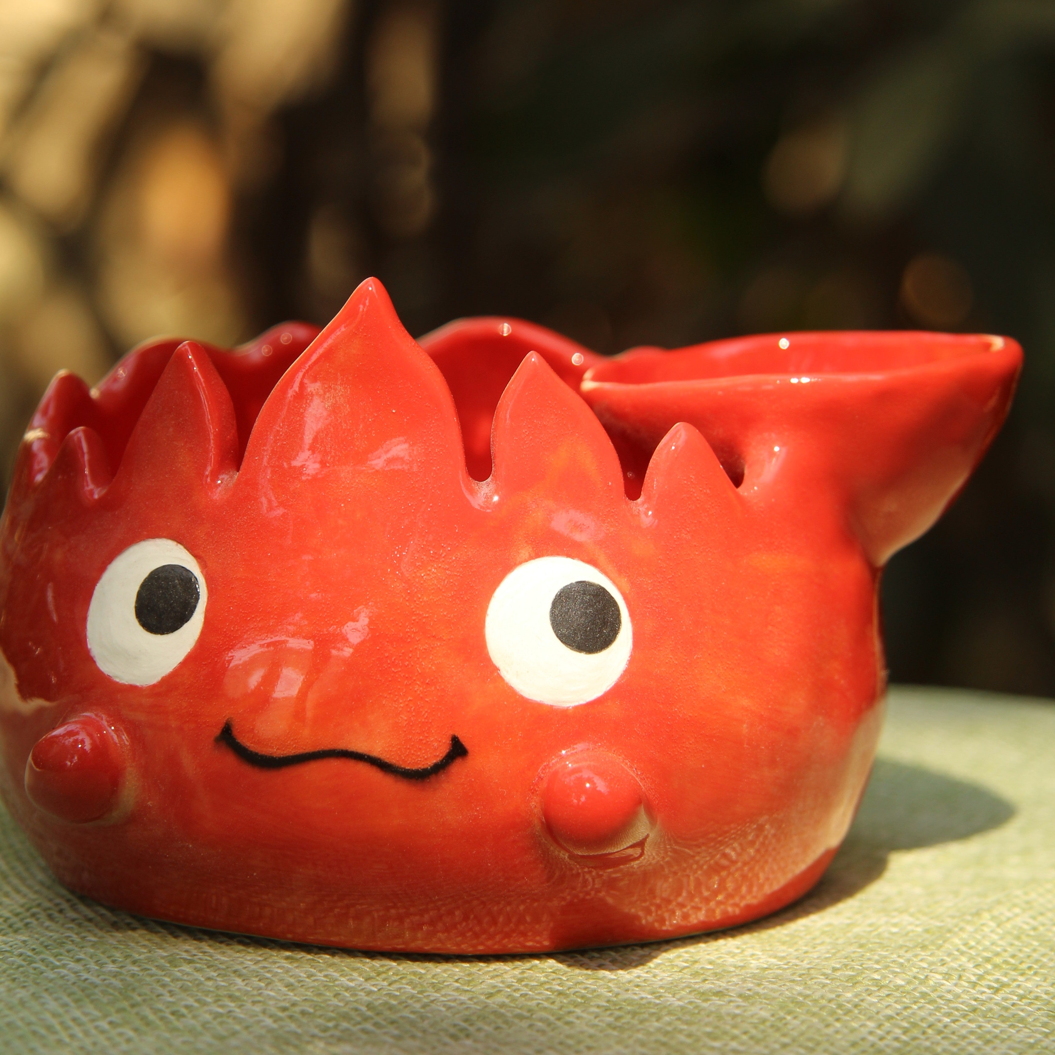 [Pre-order] Fire Demon Handmade Ceramic Chip & Dip Bowl, Handbuilt Pottery, Cute Gift For Anime Fan, Unique Birthday Gift, Adorable Valentine Gift | Totto Pottery