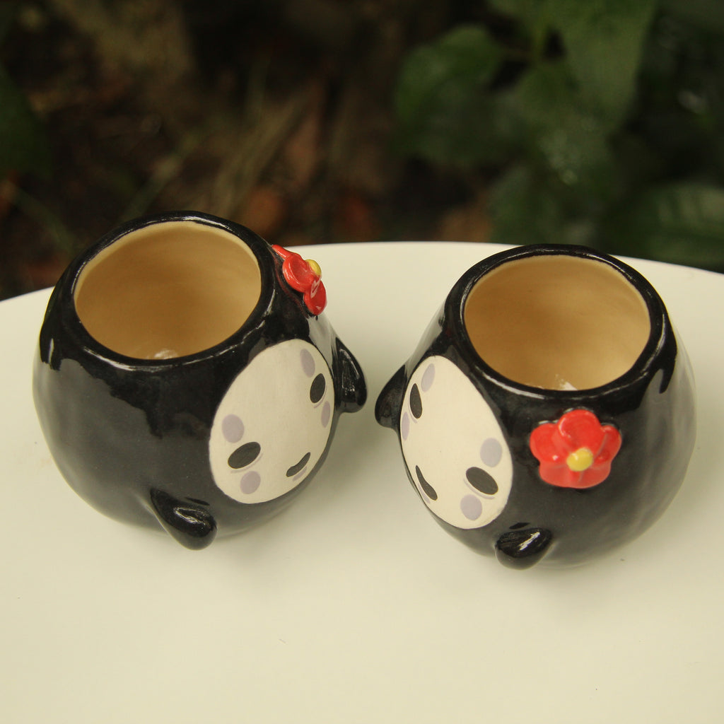 [Pre-order] Faceless Handmade Ceramic Flower Vases, Handbuilt Pottery, Cute Gift For Anime Fan, Unique Birthday Gift, Adorable Valentine Gift | Totto Pottery